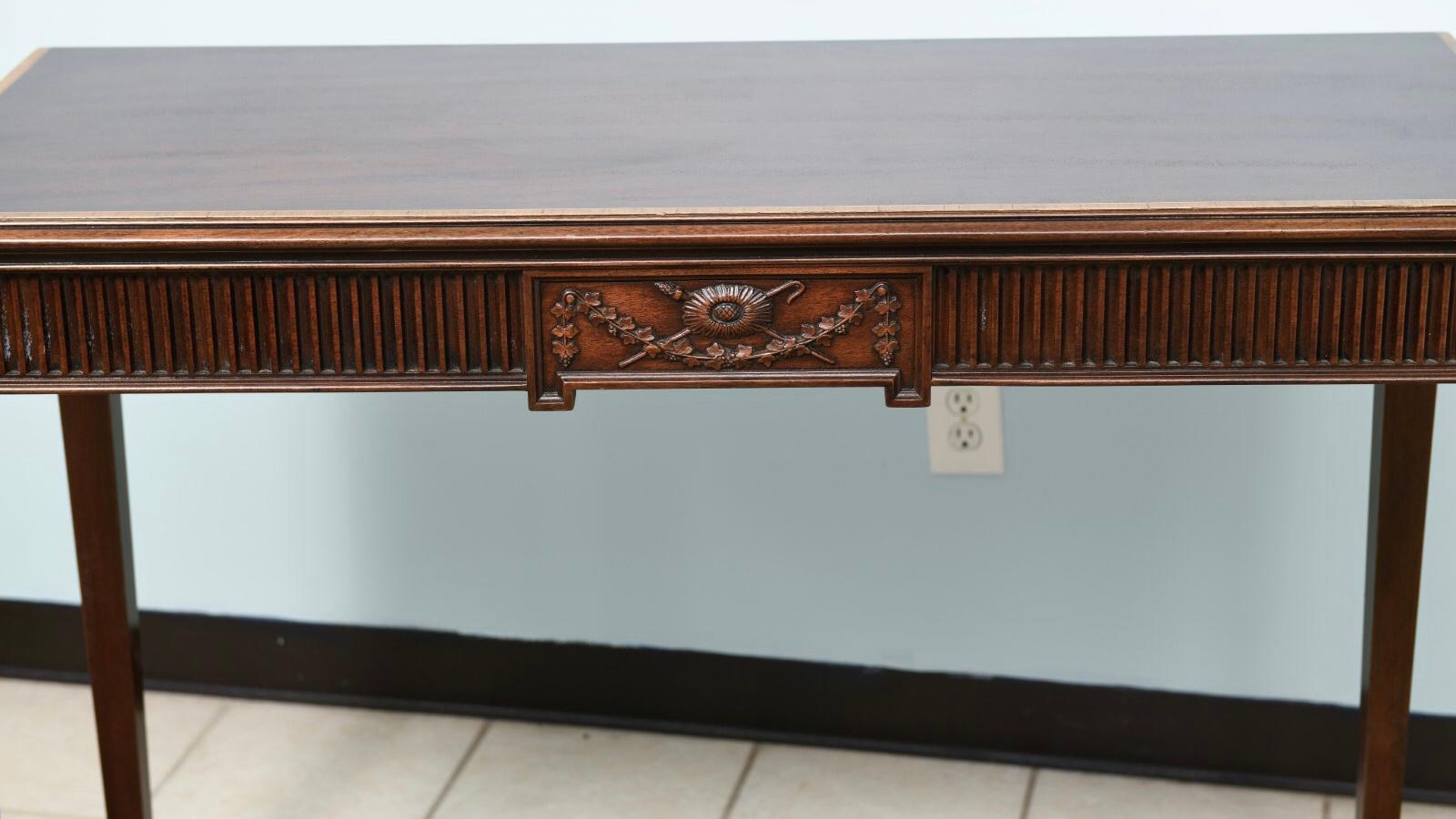 1950s Federal Style Inlaid Mahogany Console Tables by Kittinger, Pair 10