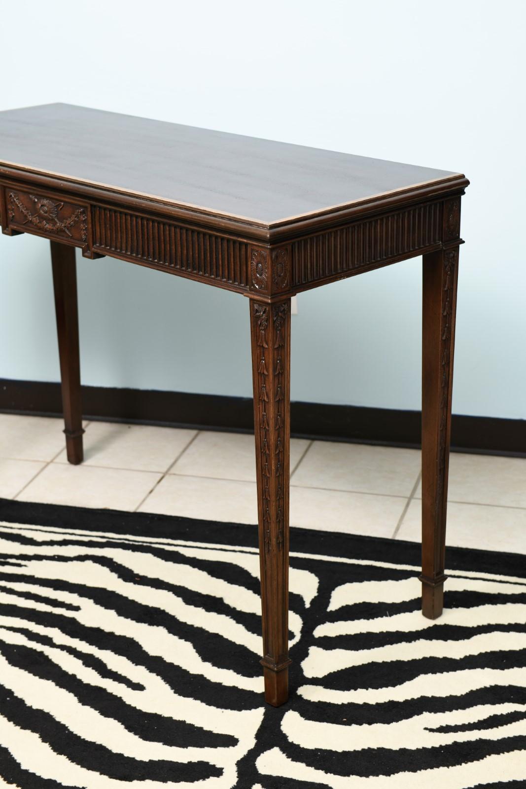 1950s Federal Style Inlaid Mahogany Console Tables by Kittinger, Pair 11