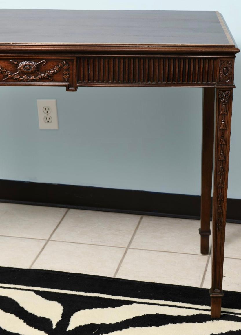 20th Century 1950s Federal Style Inlaid Mahogany Console Tables by Kittinger, Pair