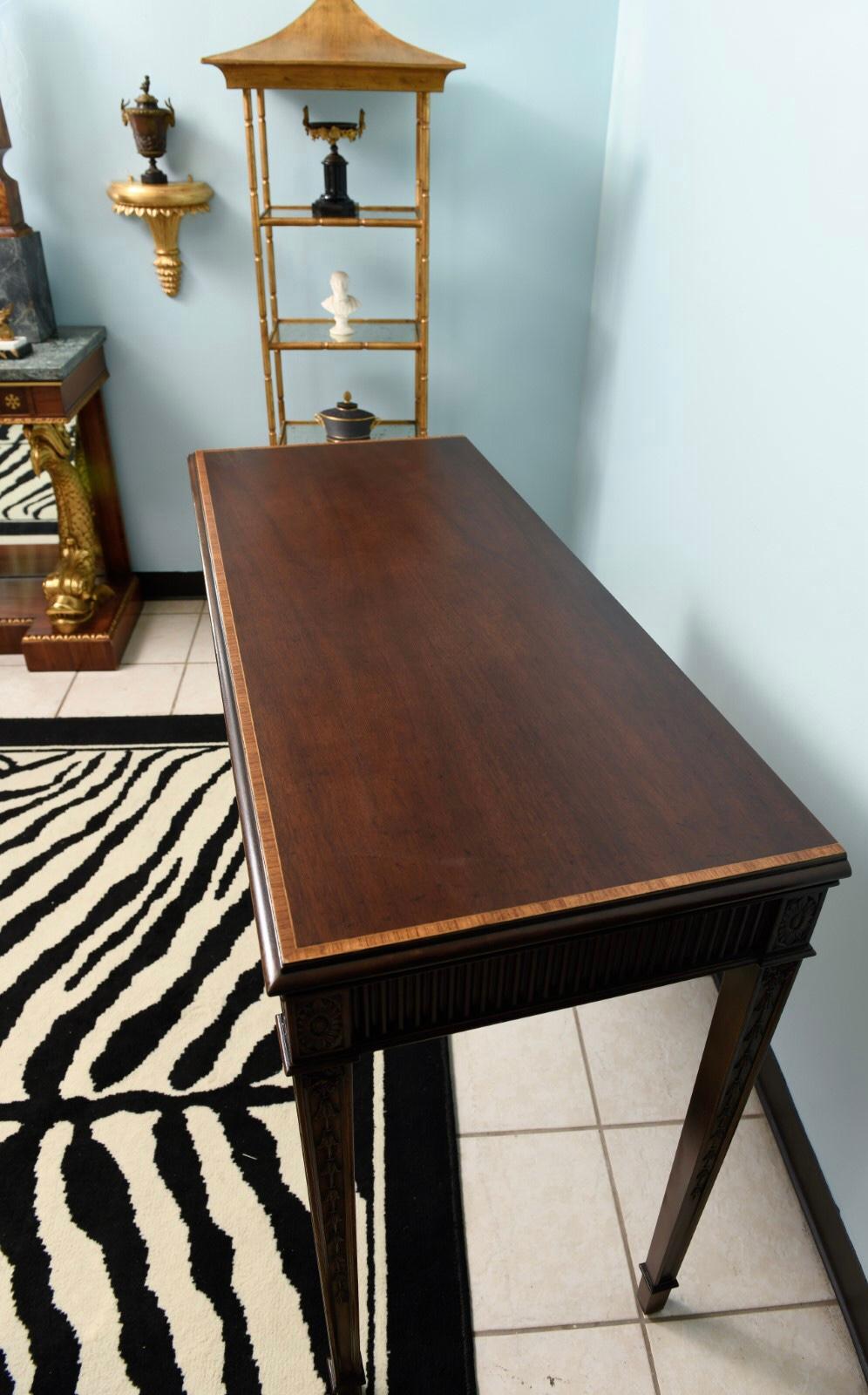 1950s Federal Style Inlaid Mahogany Console Tables by Kittinger, Pair 2