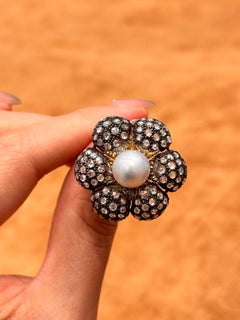 1950s Federico Buccellati Pearl and Diamond Flower Brooch