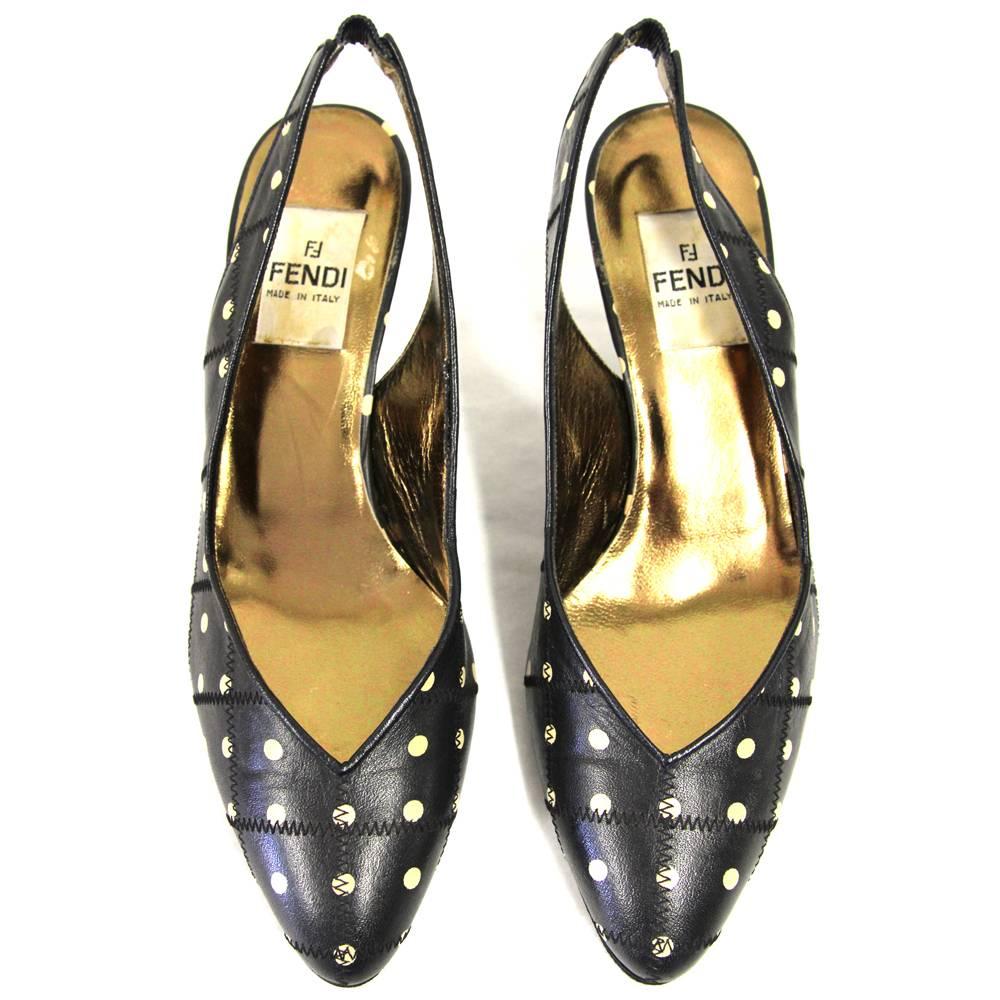 Women's 1950s Fendi Leather Polka-Dots Pumps