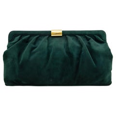Ferragamo des années 1980 - Pochette à cadre en daim vert foncé