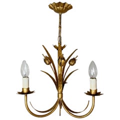 Used 1950s 'Ferro Art' Seed Pod Gilt Chandelier