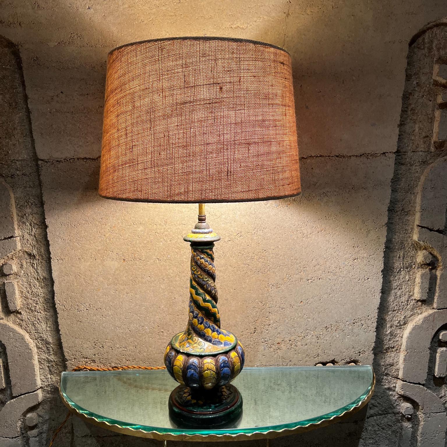 Mid-Century Modern 1950s Festive Italian Pottery Table Lamp by Zulimo Aretini