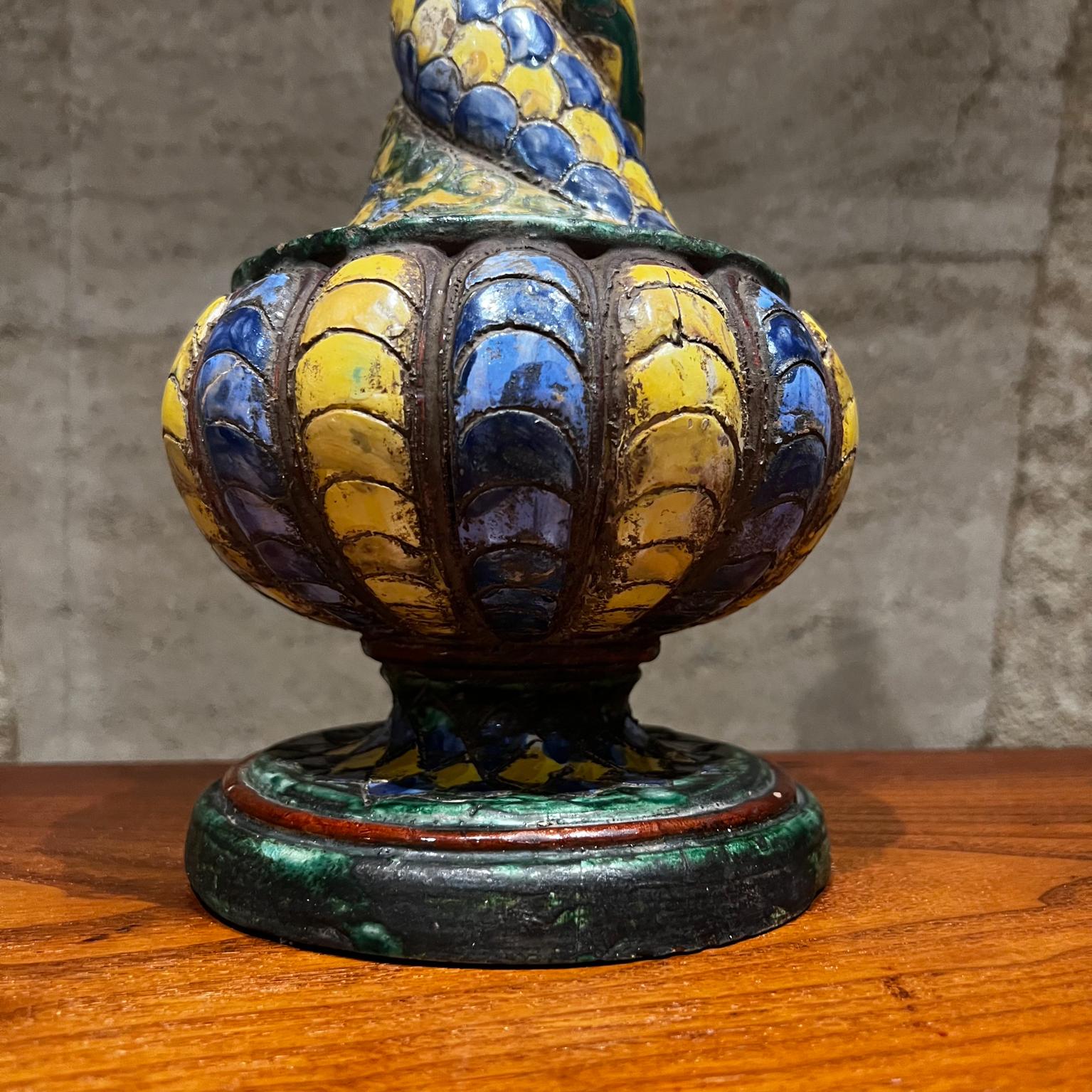 1950s Festive Italian Pottery Table Lamp by Zulimo Aretini In Good Condition In Chula Vista, CA