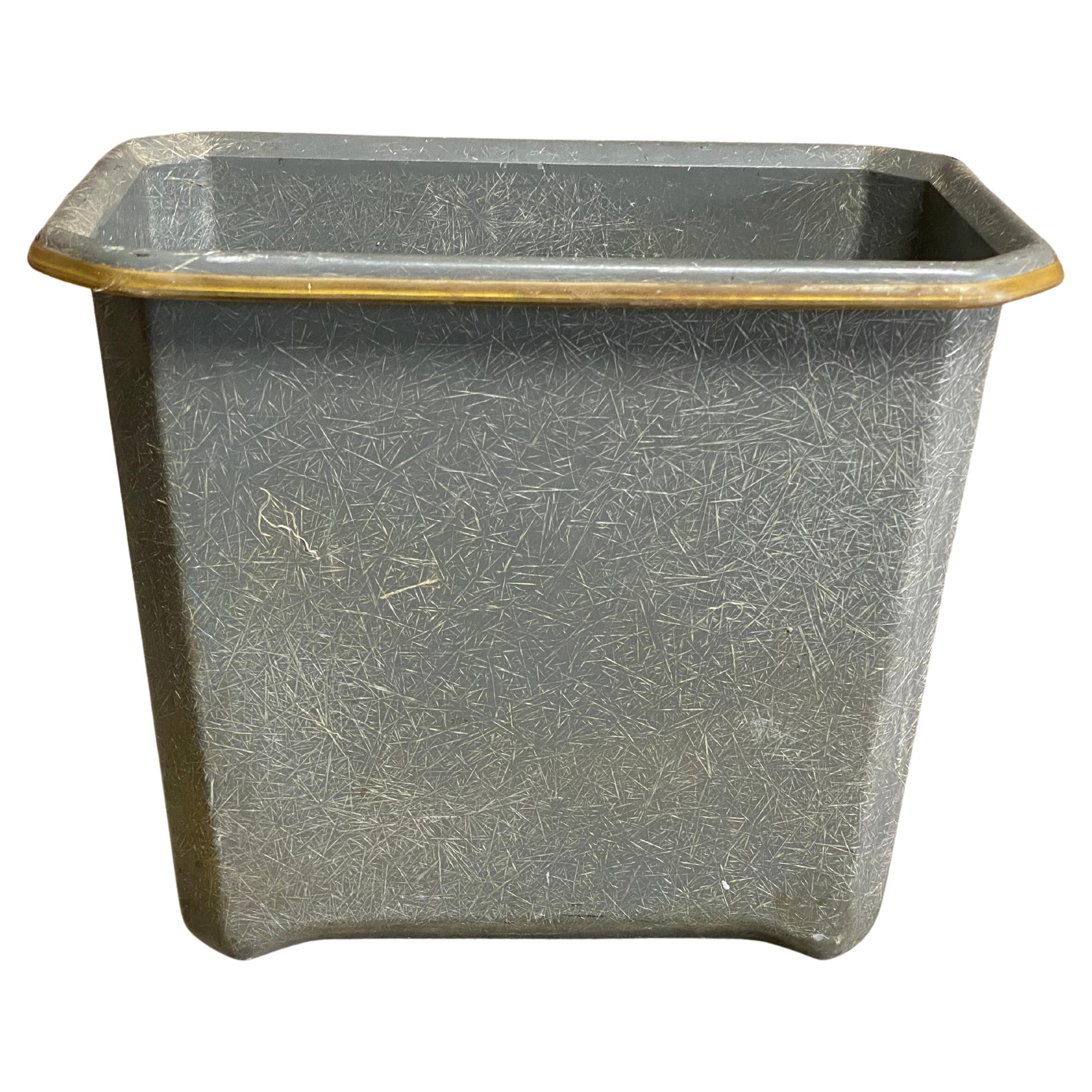 1950s F.H. Lawson Gray Fiberglass Wastebasket