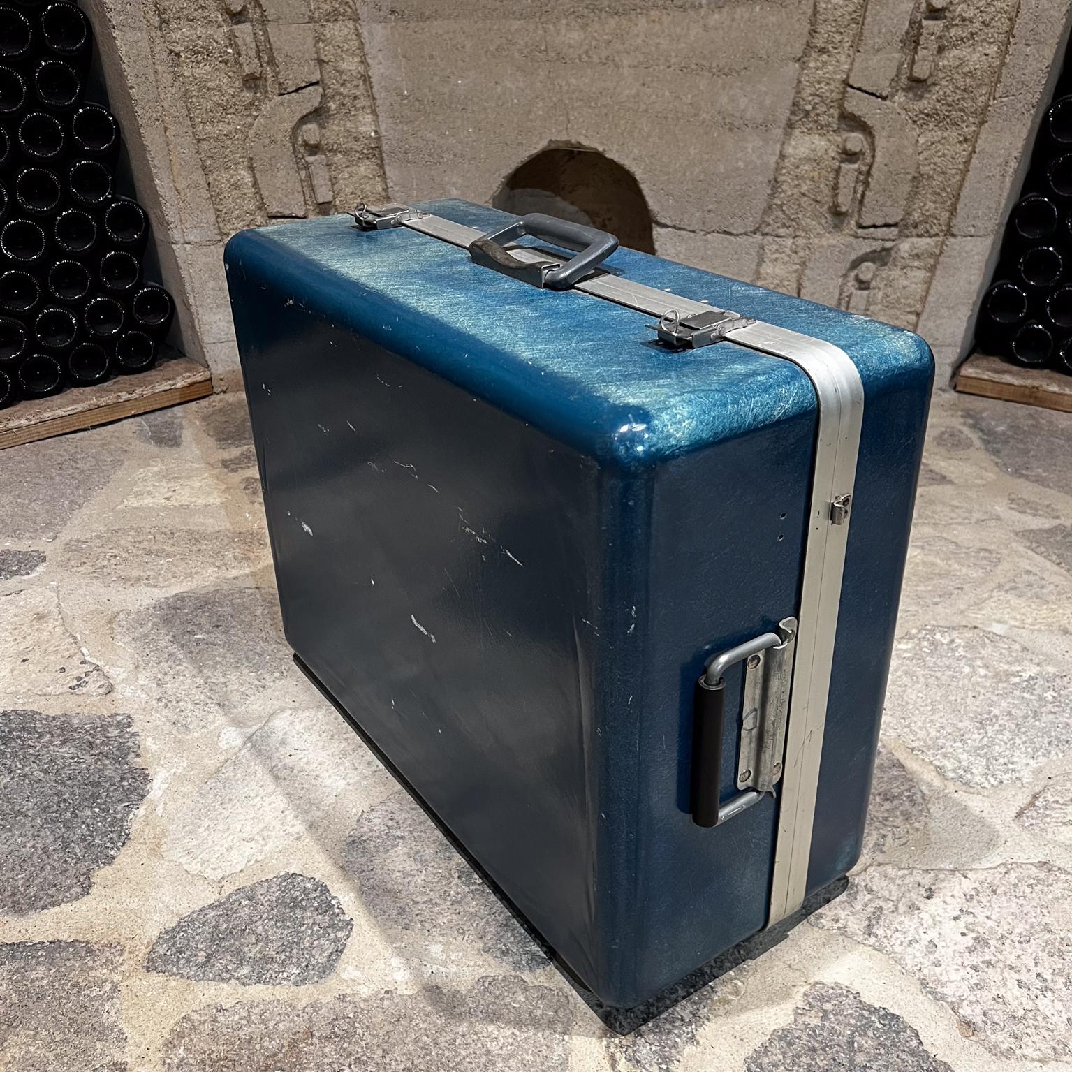Mid-Century Modern 1950s Fiberglass Luggage Blue Hardshell Suitcase Koch of California