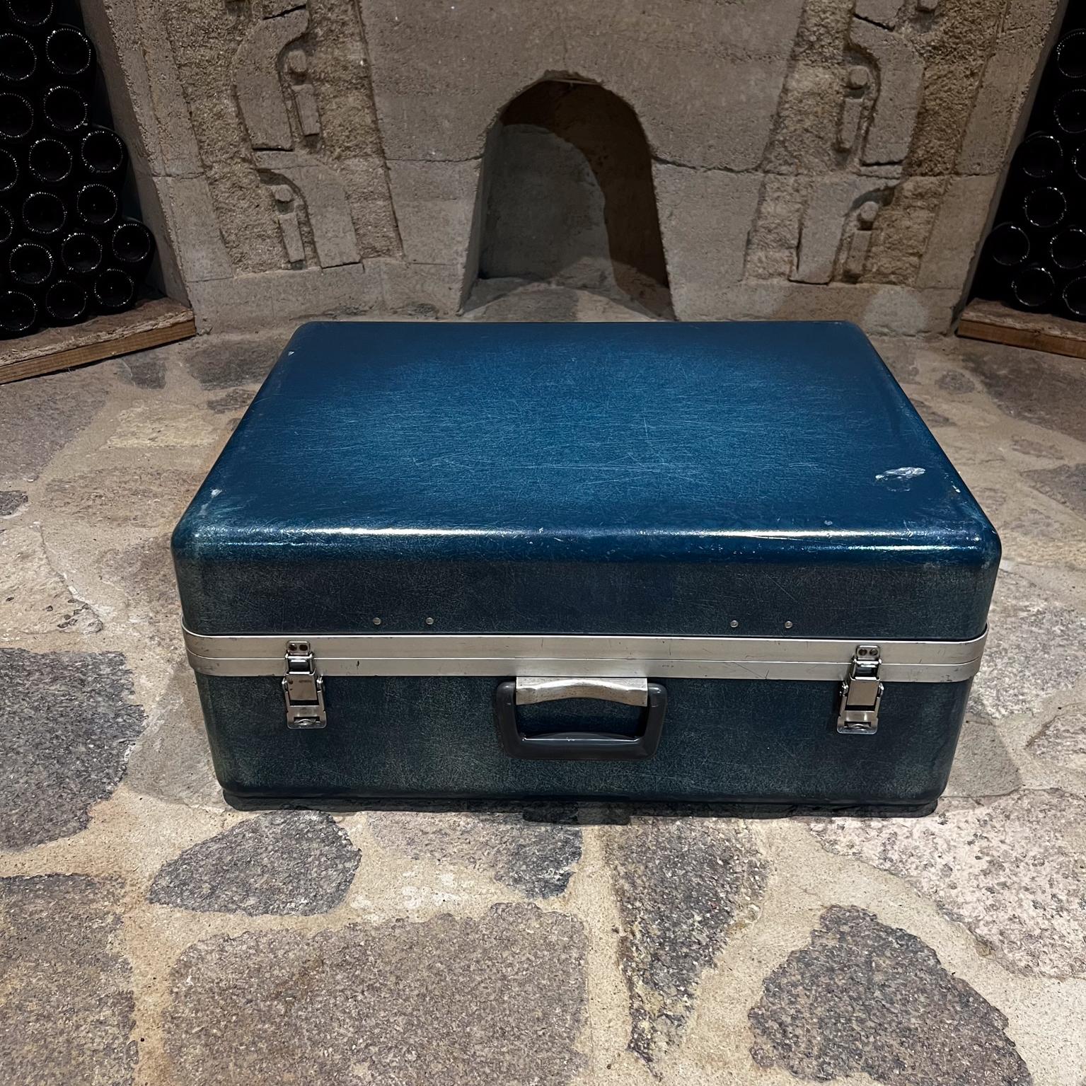 American 1950s Fiberglass Luggage Blue Hardshell Suitcase Koch of California