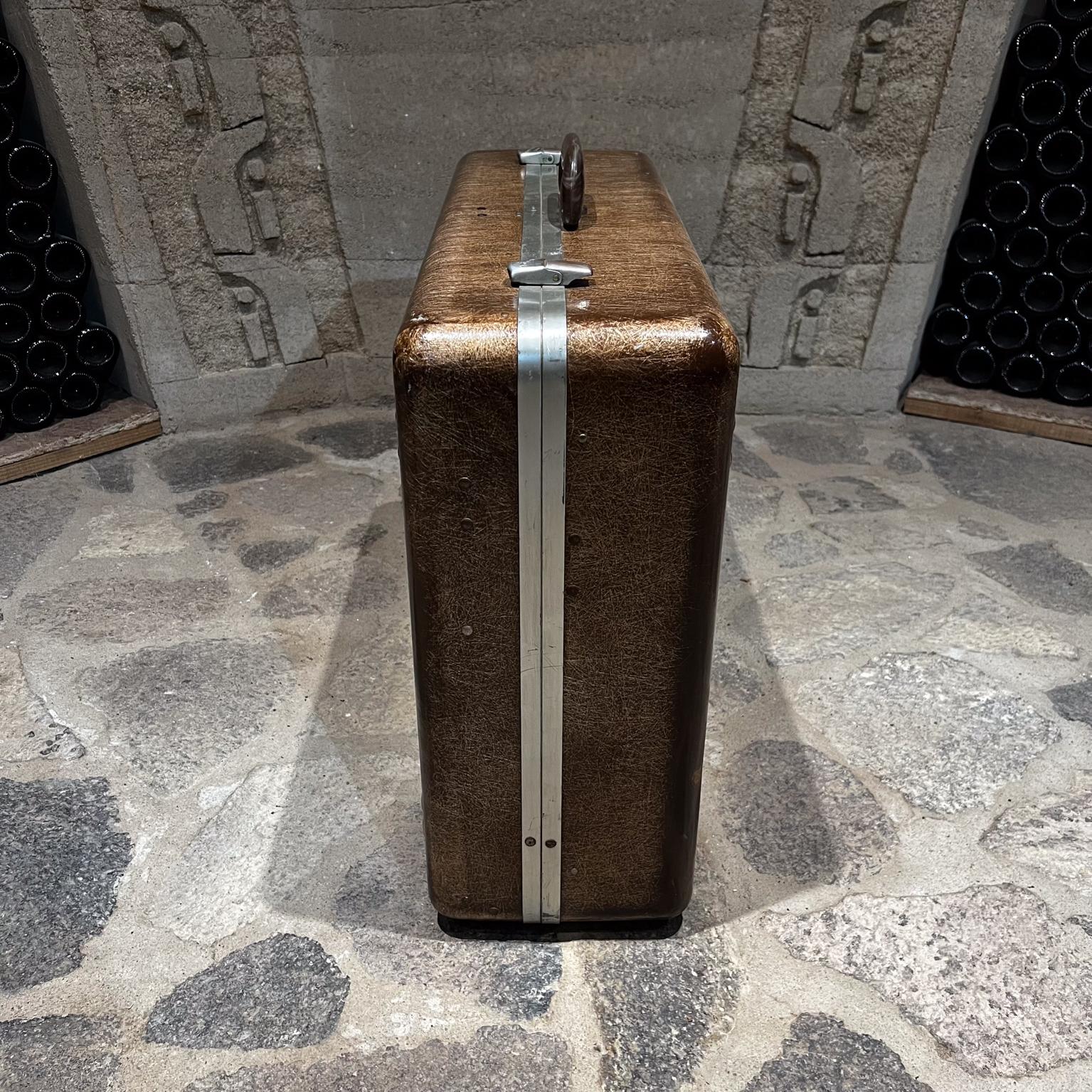 American 1950s Fiberglass Luggage Brown Suitcase Hardshell Koch of California