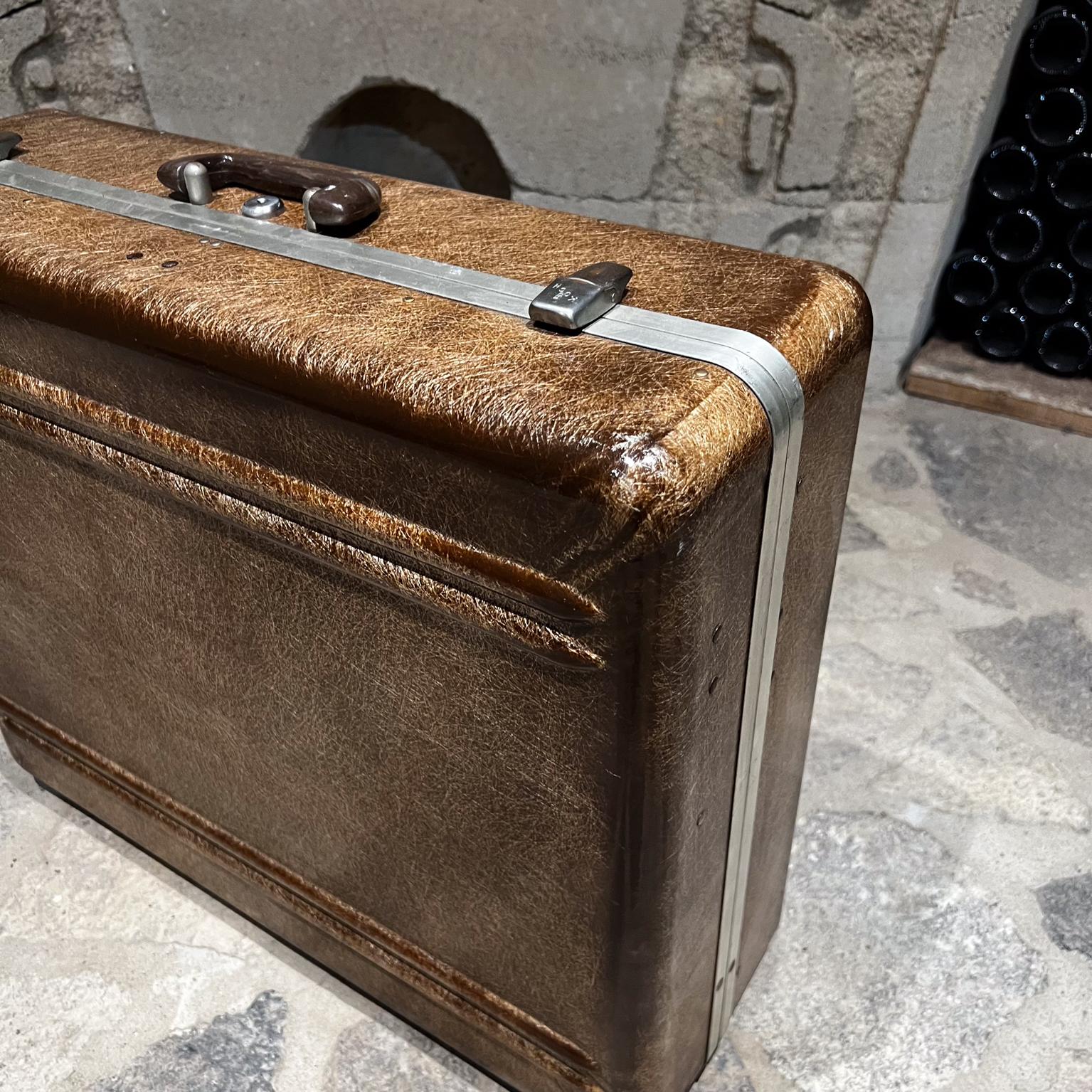 Mid-20th Century 1950s Fiberglass Luggage Brown Suitcase Hardshell Koch of California