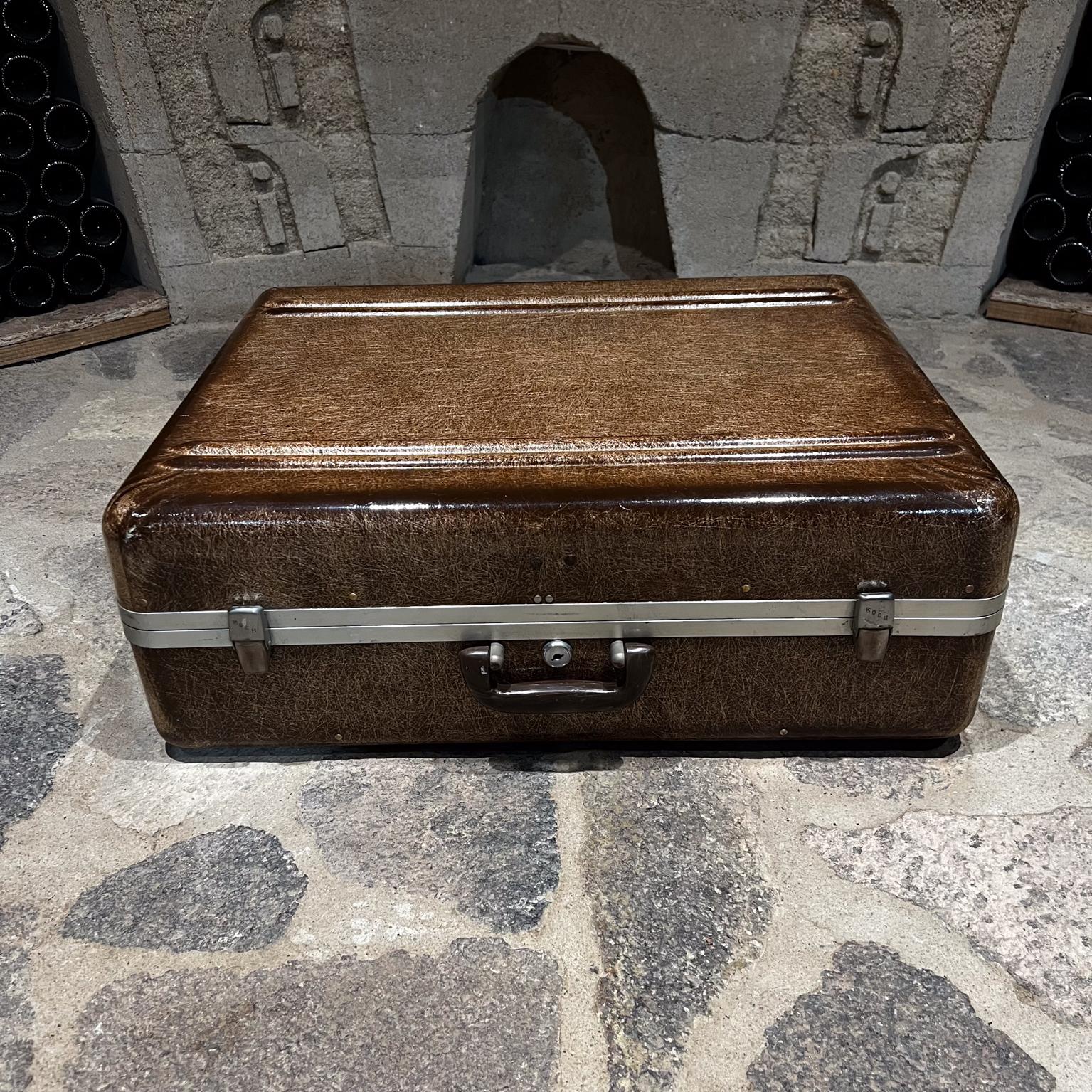 1950s Fiberglass Luggage Brown Suitcase Hardshell Koch of California 1
