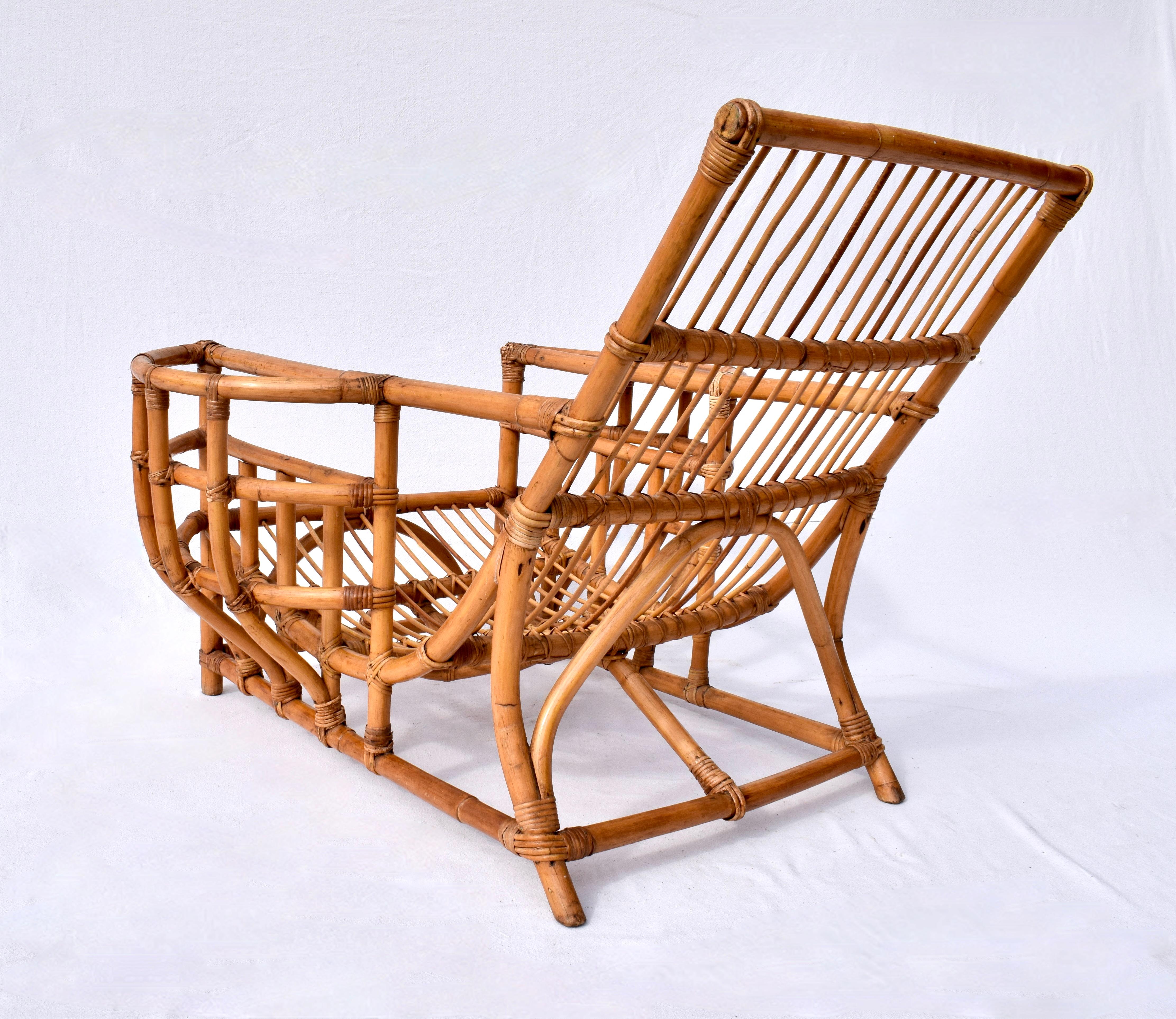 1950s Ficks Reed Bamboo Rattan Lounge Chair For Sale 3