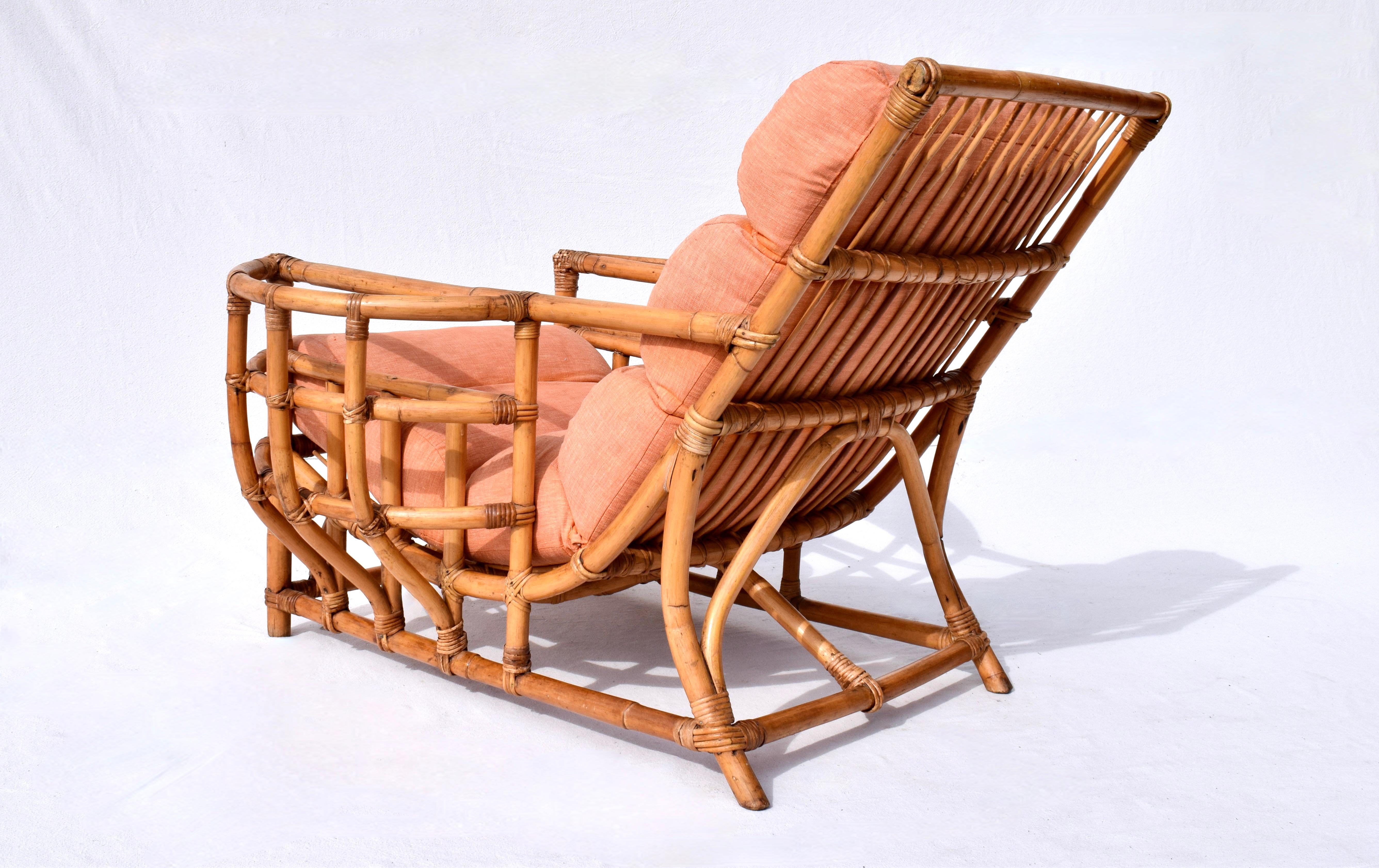 Chaise longue en bambou et rotin Ficks Reed des années 1950 Bon état - En vente à Southampton, NJ
