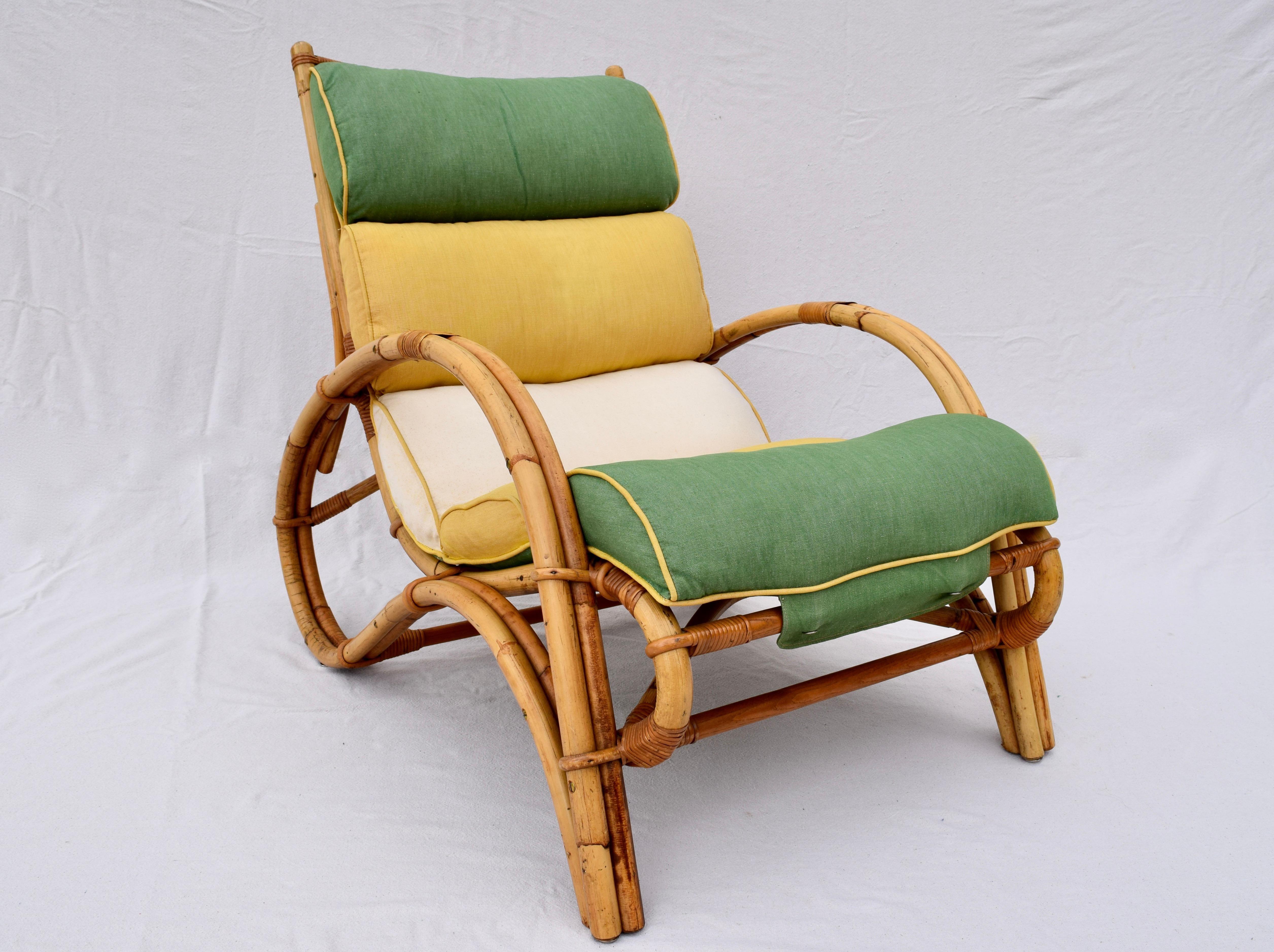 1950s Ficks Reed Rattan Chair and Ottoman 3