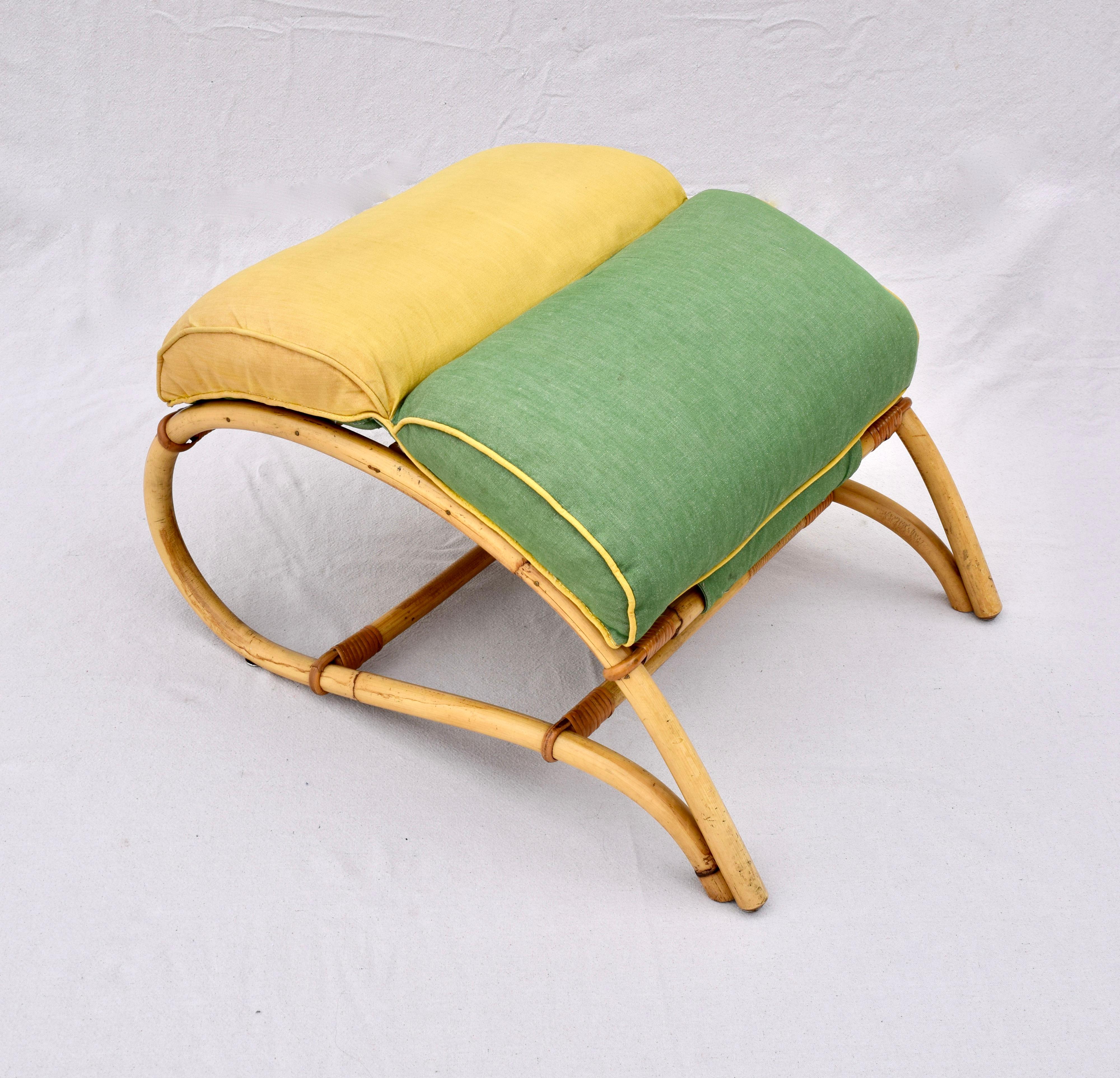 1950s Ficks Reed Rattan Chair and Ottoman 4