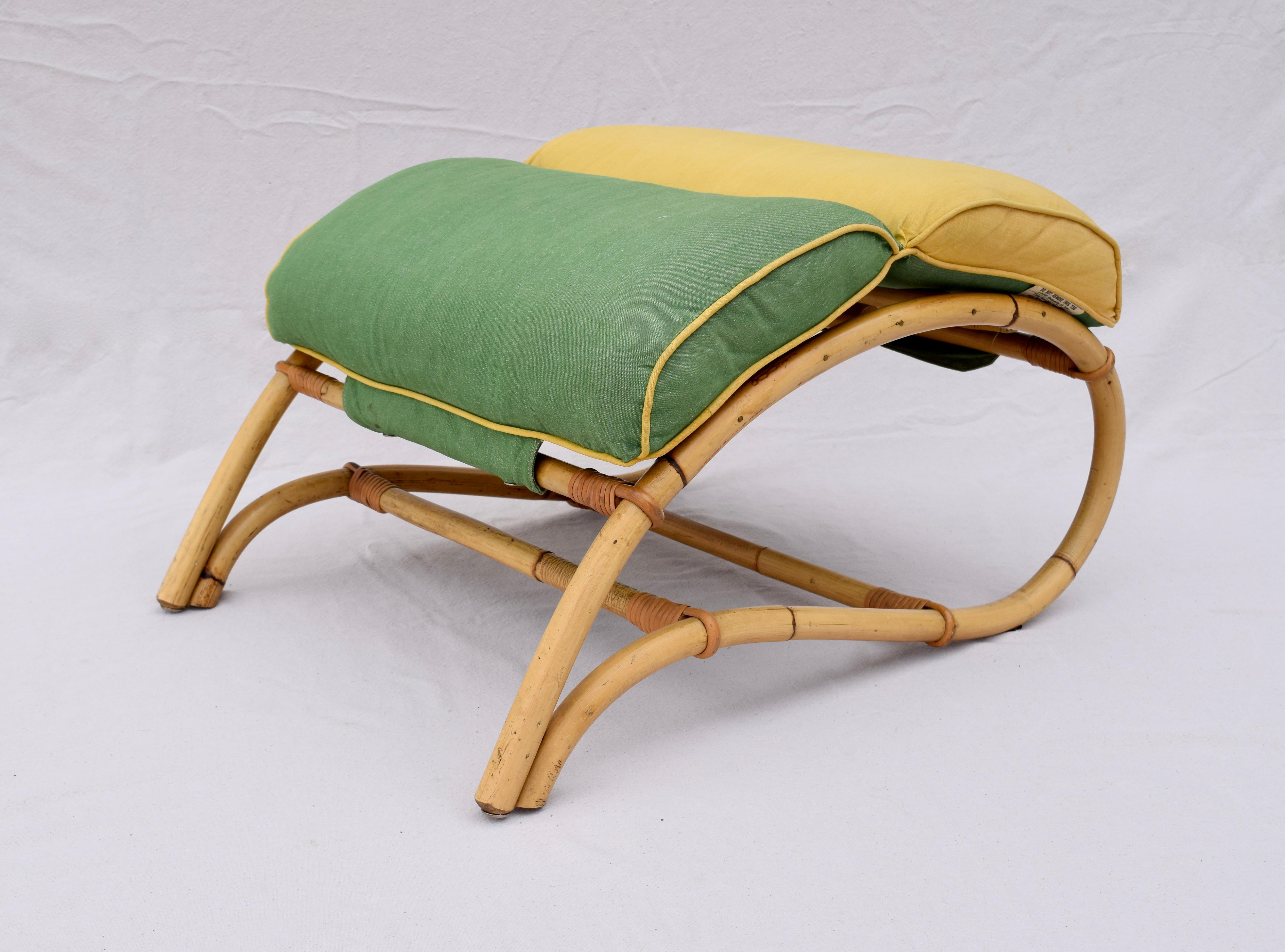 1950s Ficks Reed Rattan Chair and Ottoman 5