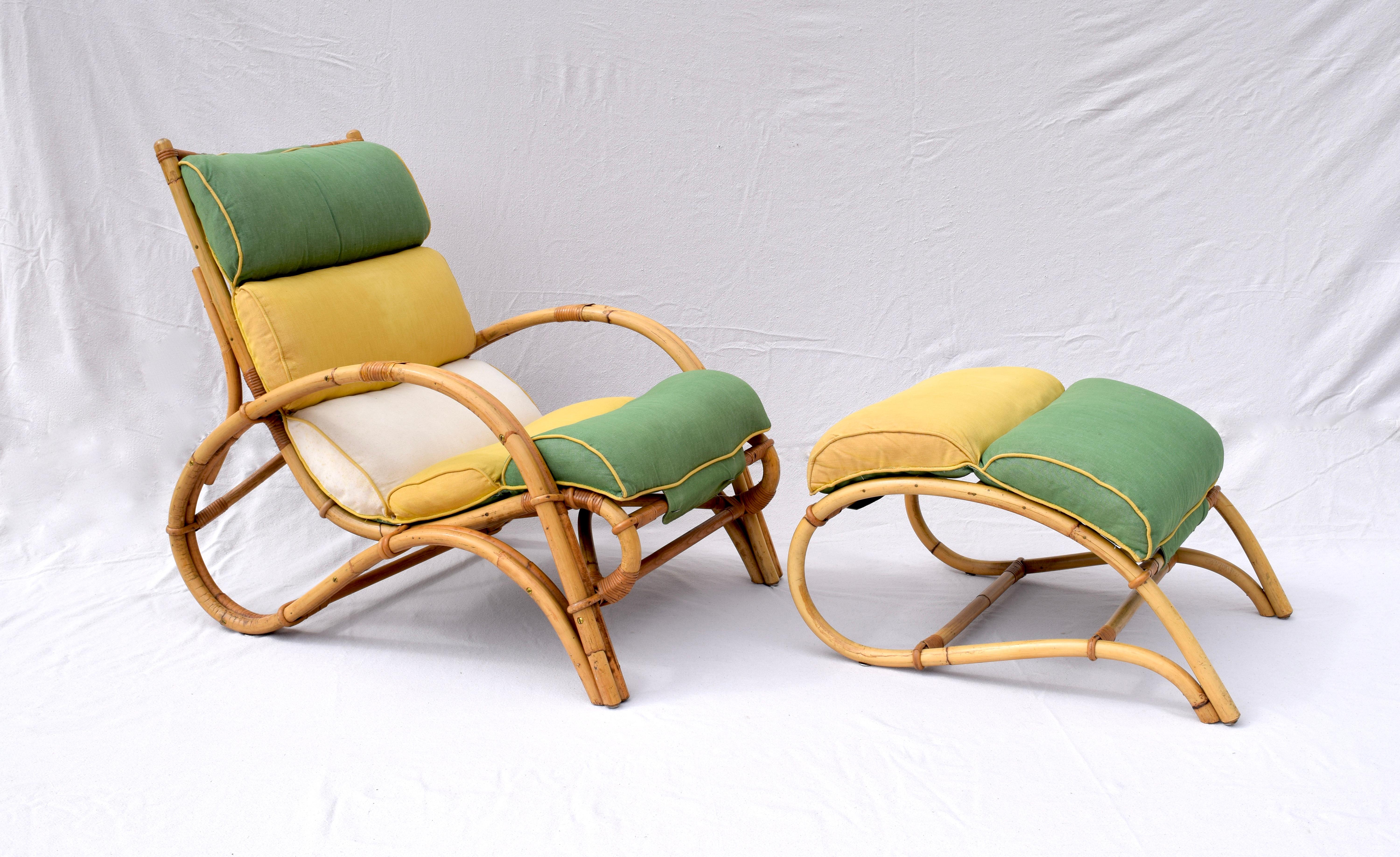 1950s Ficks Reed Rattan Chair and Ottoman 7