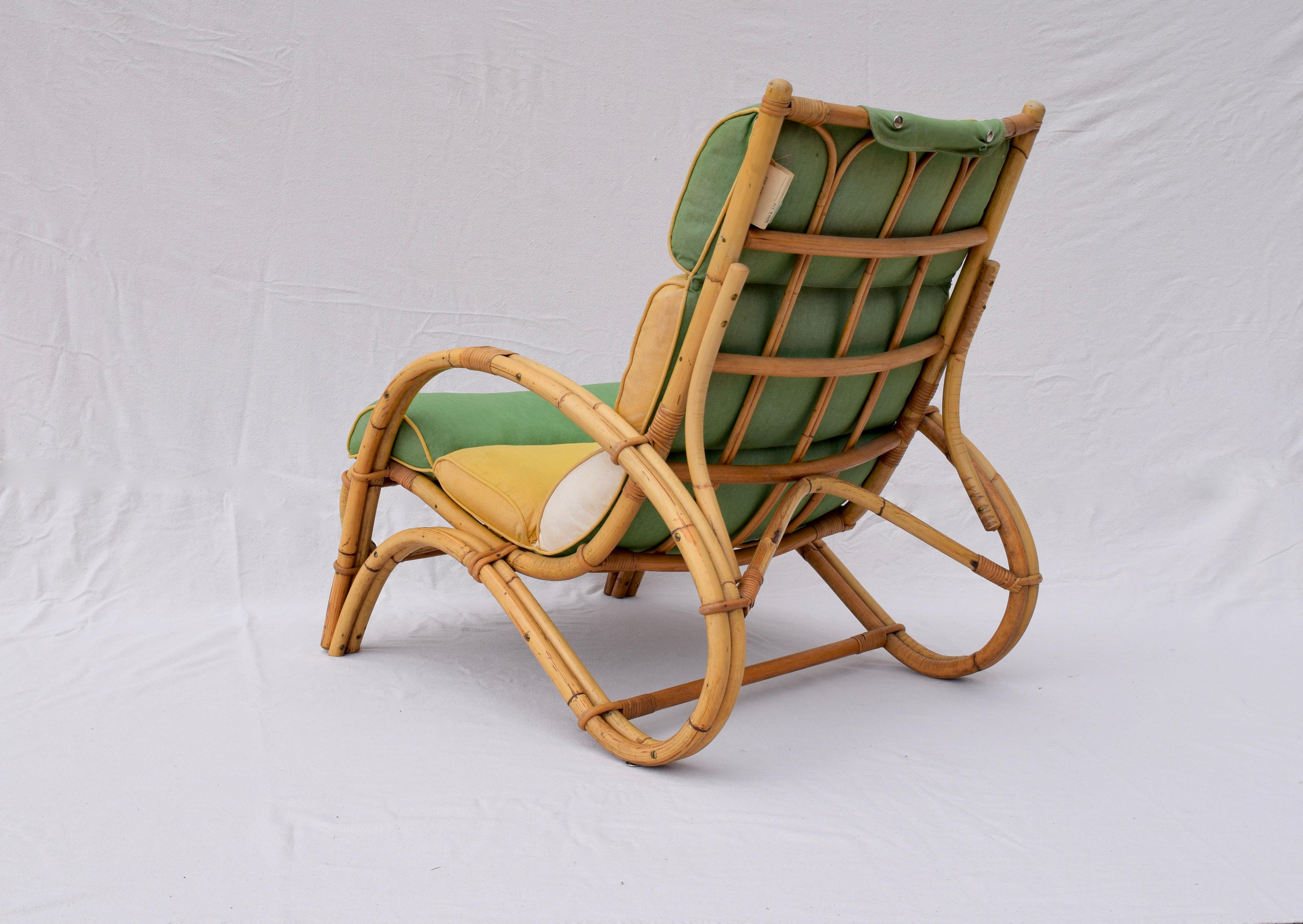 1950s Ficks Reed Rattan Chair and Ottoman 8