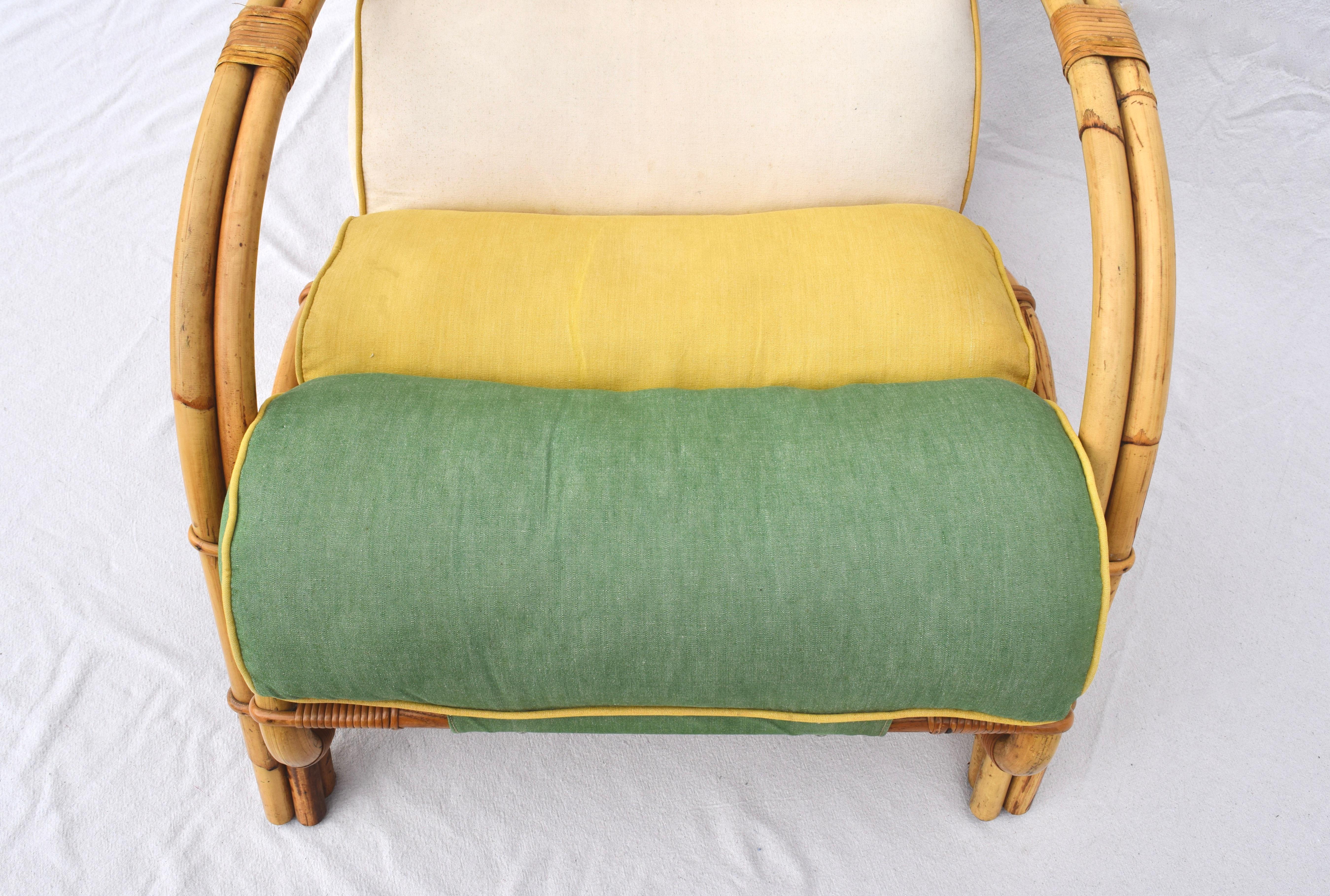1950s Ficks Reed Rattan Chair and Ottoman 9