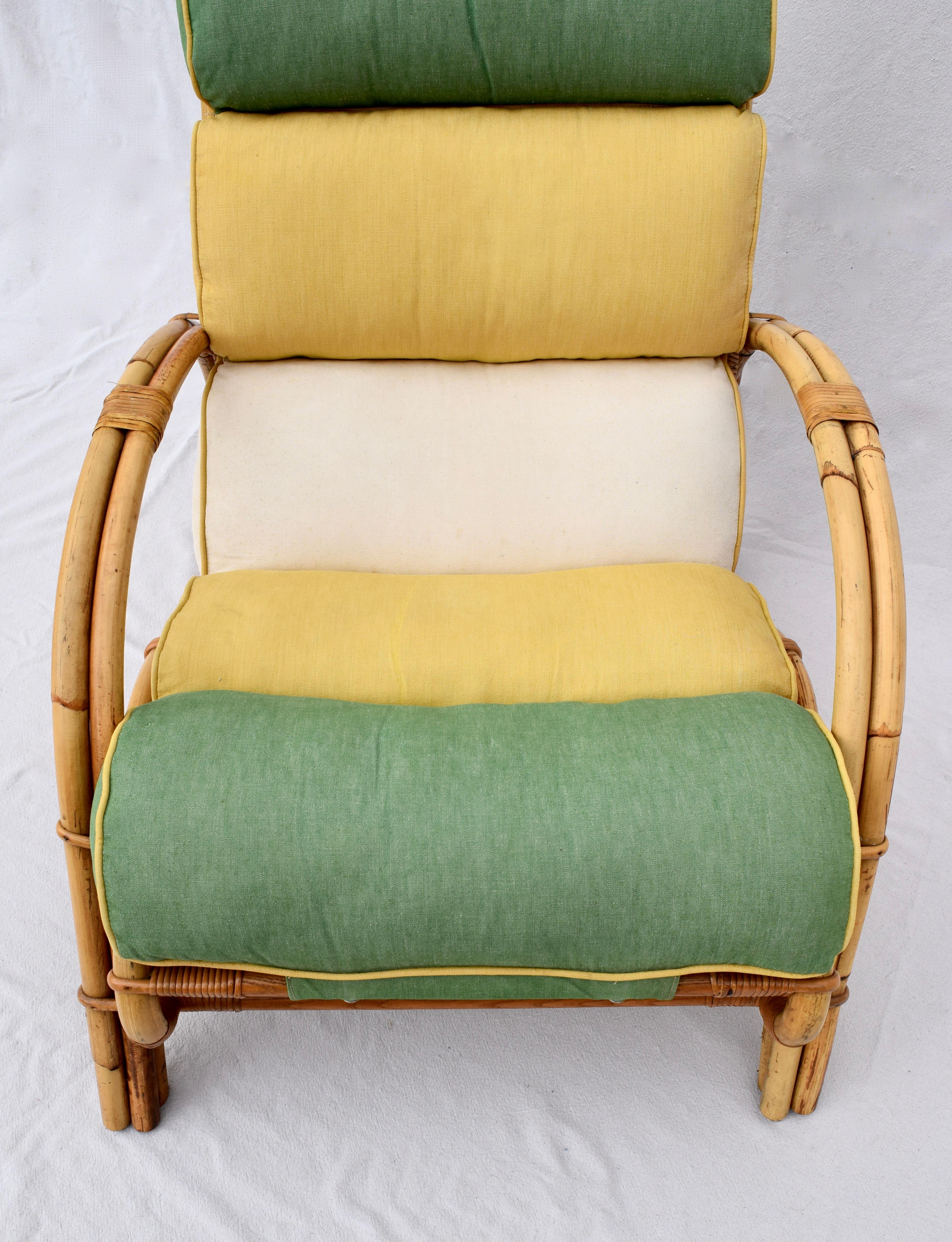 1950s Ficks Reed Rattan Chair and Ottoman 2