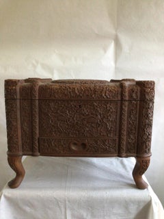 1950s Fine And Densely Carved Anglo-Indian Style Box