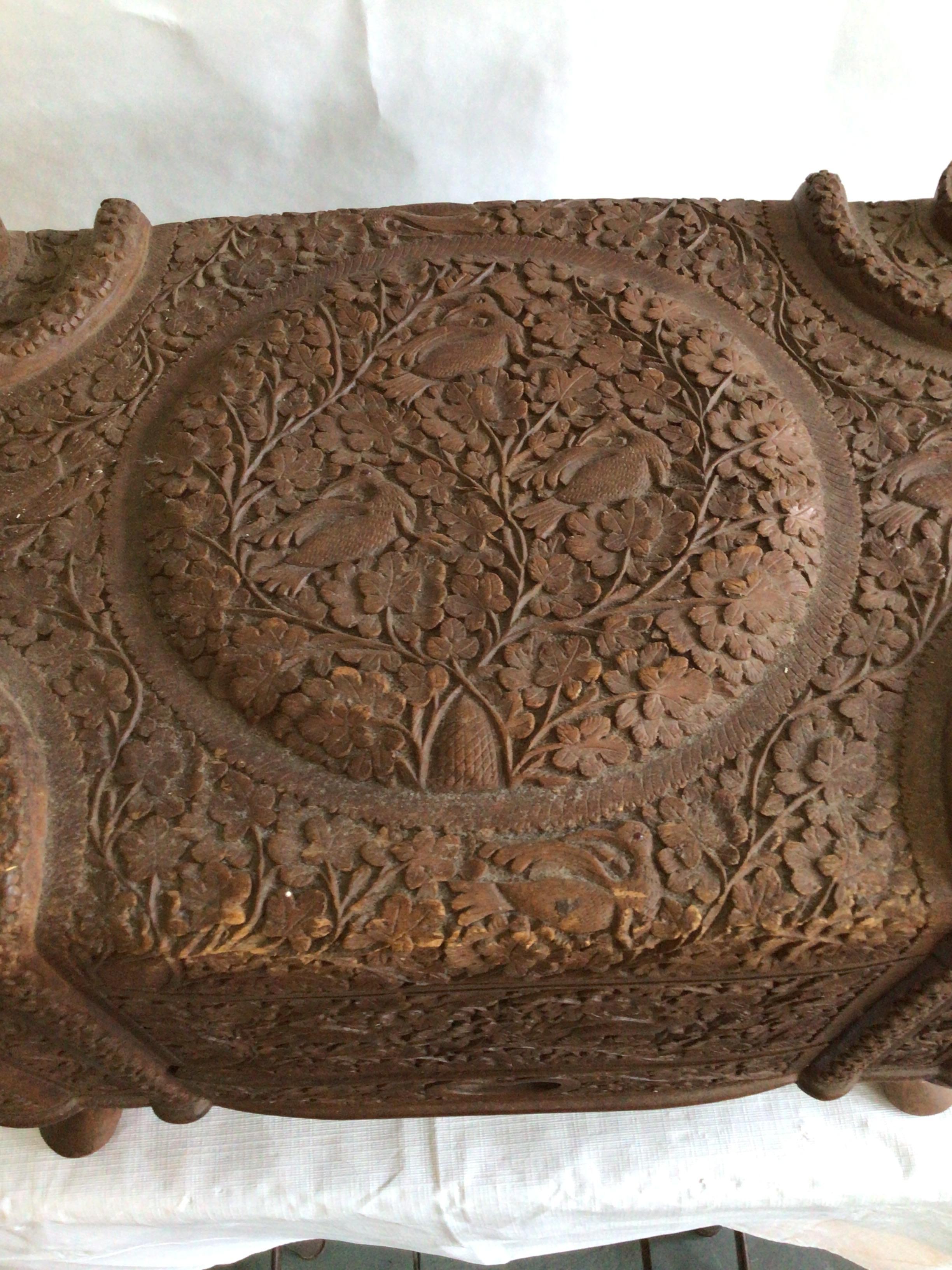 1950s Fine And Densely Carved Anglo-Indian Style Box For Sale 3