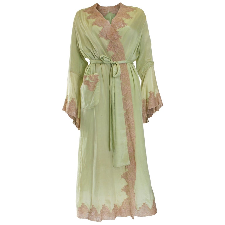 1950s Blue Fine Tissue Silk & Gold Gown
