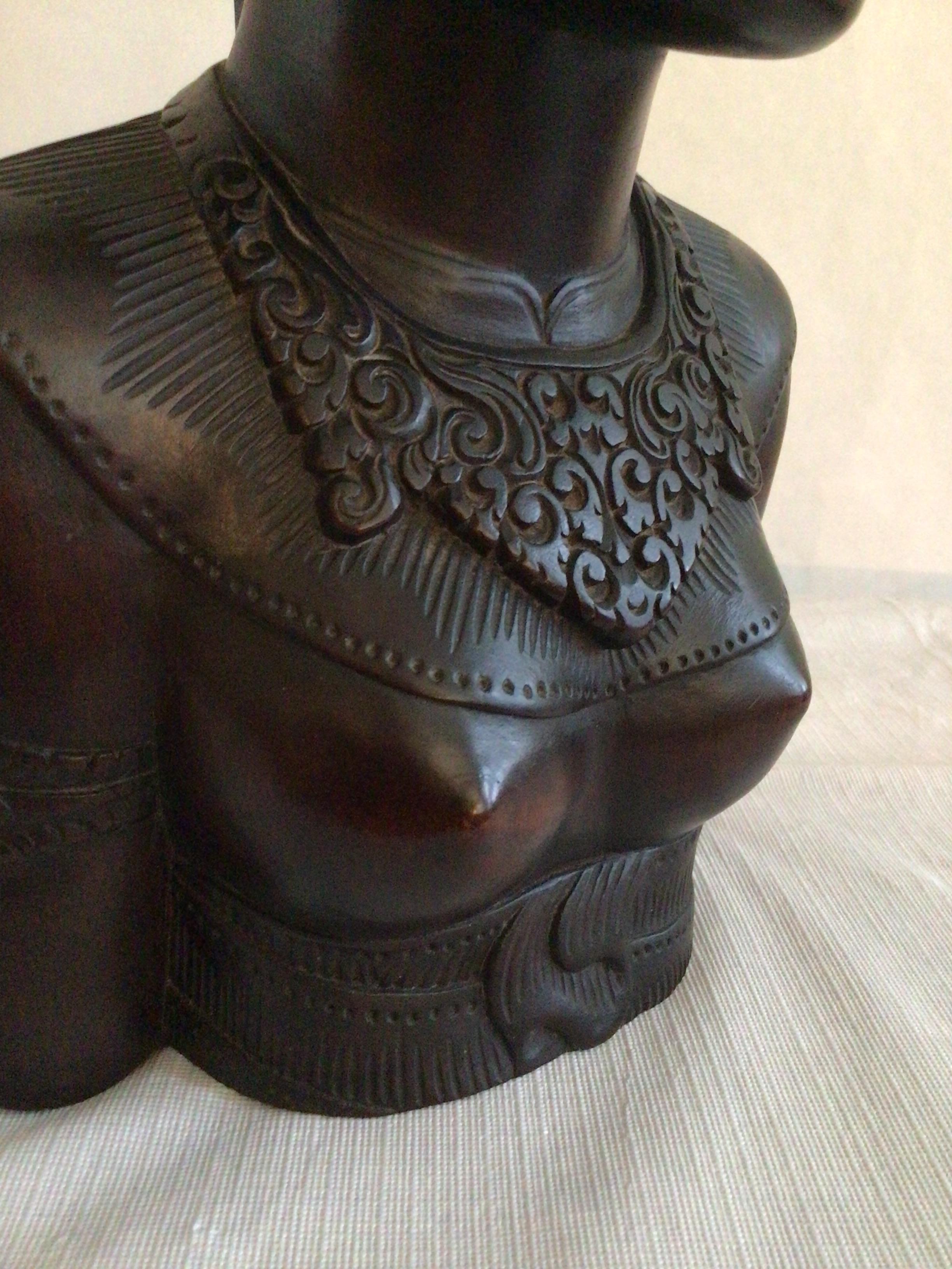1950s Finely Carved Wood Statue of Thai Woman For Sale 2