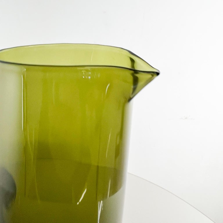 1950s Finland Modern Green Glass Pitcher by Erkki Vesanto Iittala For Sale 4