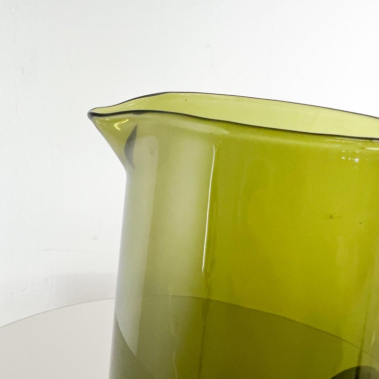 Mid-Century Modern 1950s Finland Modern Green Glass Pitcher by Erkki Vesanto Iittala For Sale