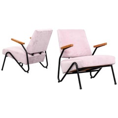 1950s Finnish Armchairs with Pink Velvet Upholstery