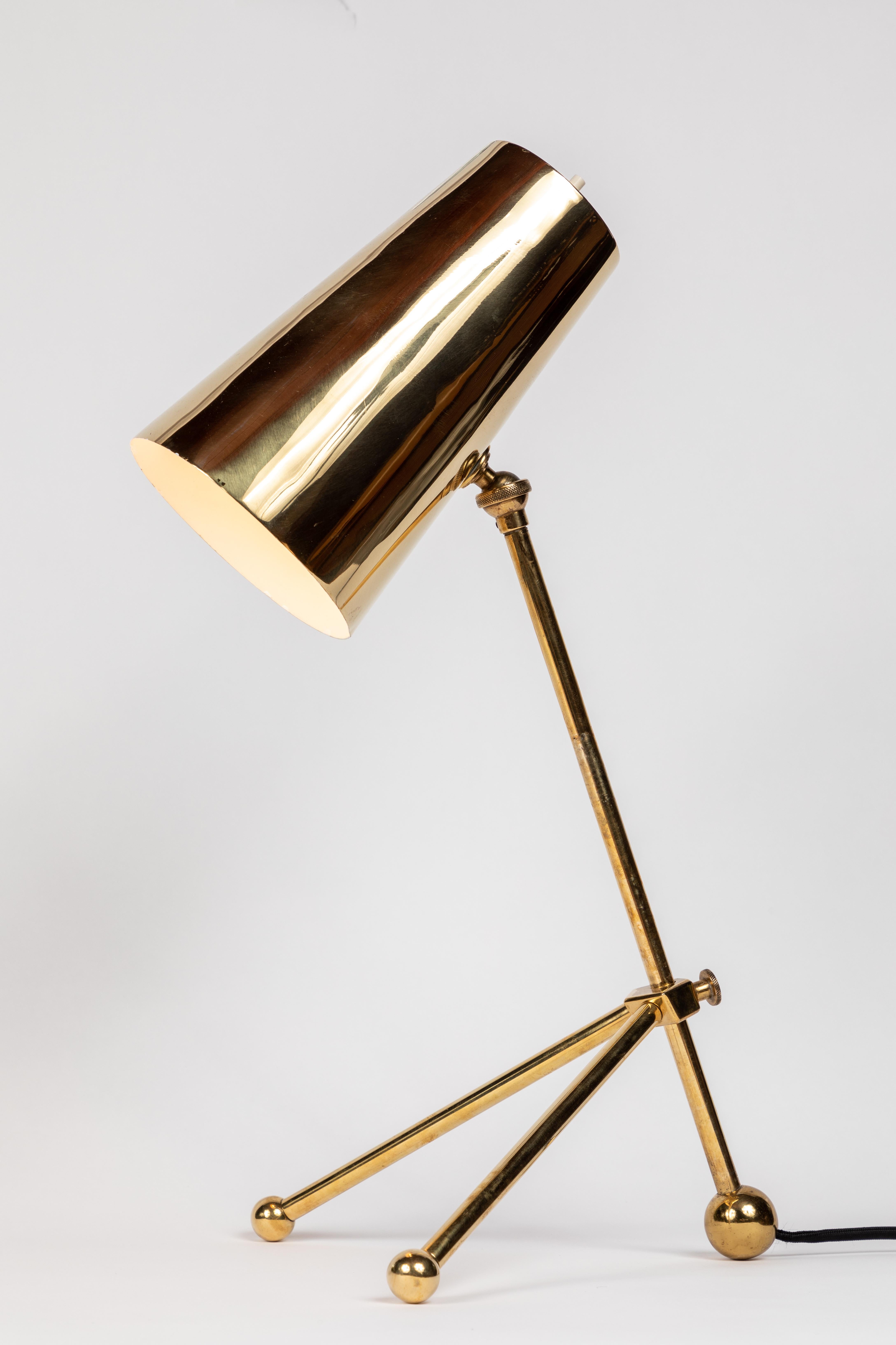 Polished 1950s Finnish Brass Table Lamp