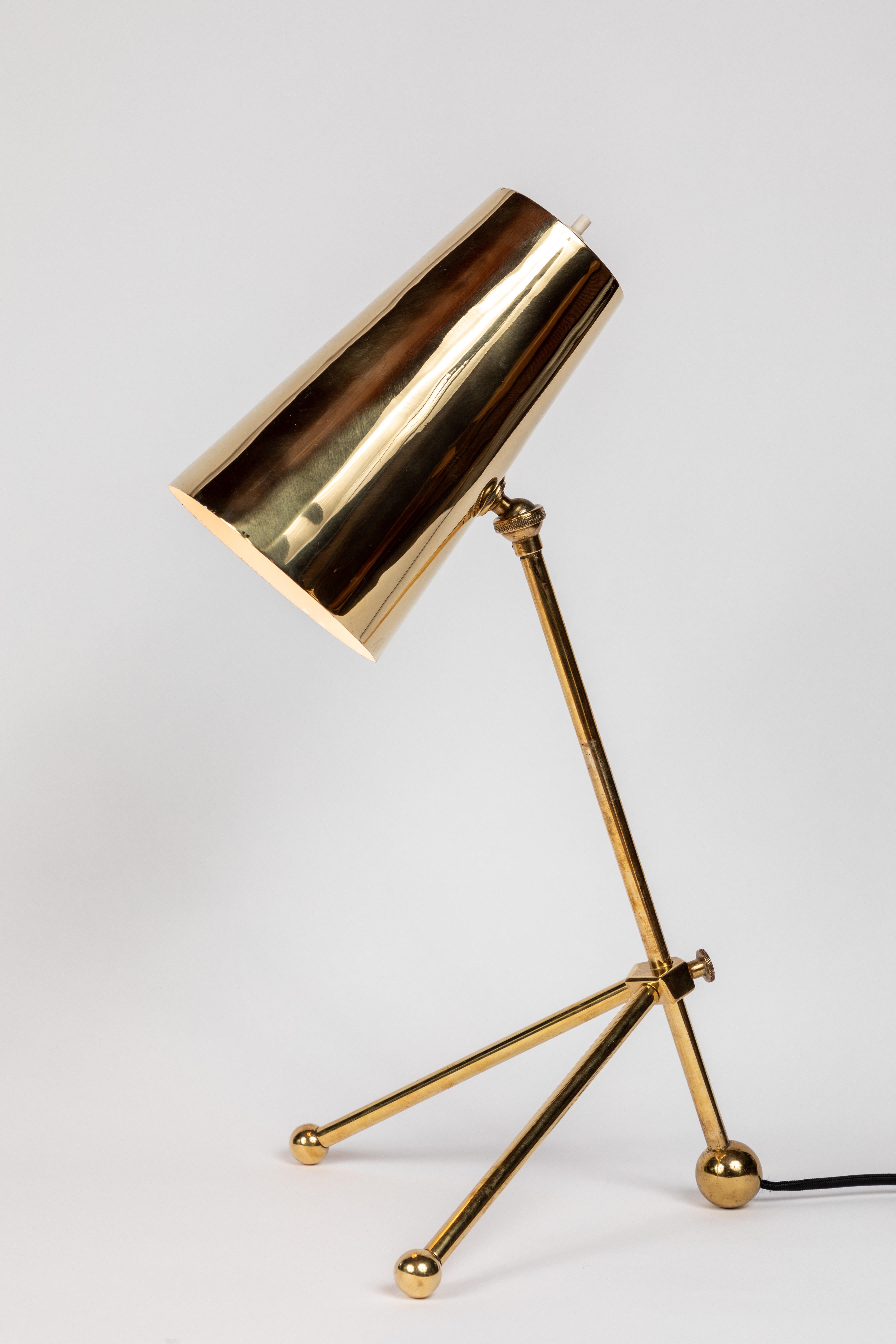 Mid-20th Century 1950s Finnish Brass Table Lamp