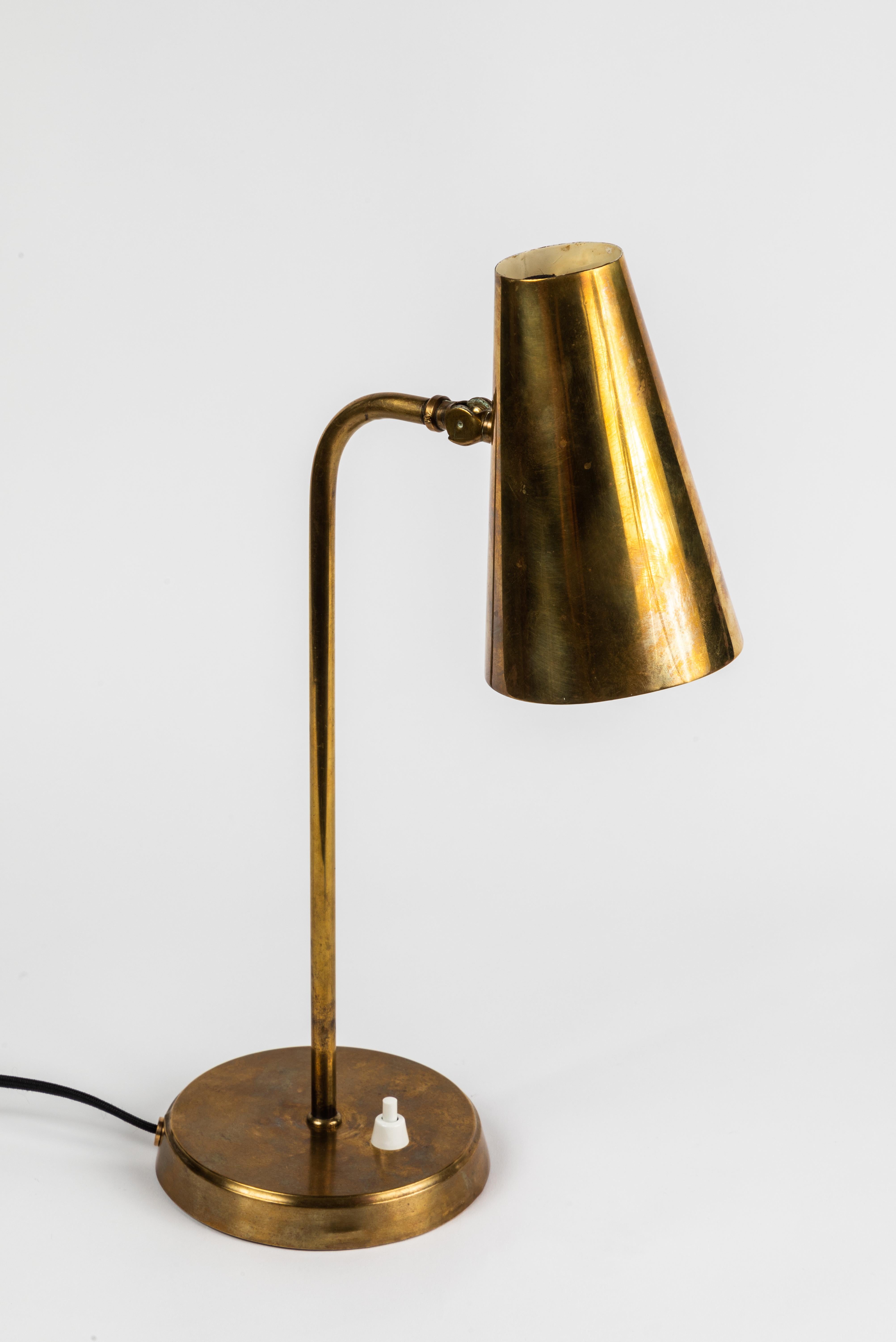 1950s Finnish Brass Table Lamp in the Manner of Paavo Tynell 1