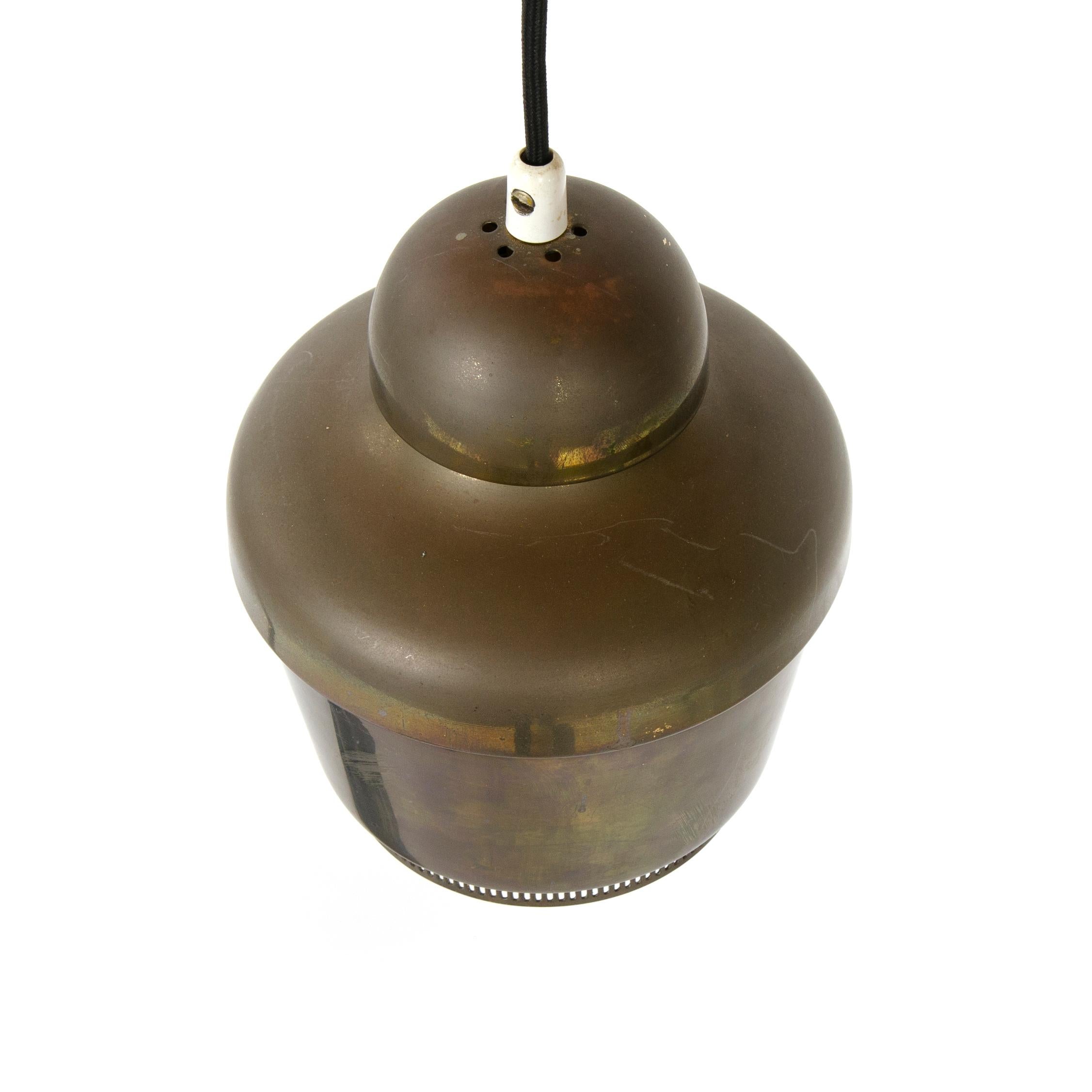 1950s Finnish 'Golden Bell' Brass Ceiling Lamp by Alvar Aalto for Valaistustyo In Good Condition In Sagaponack, NY