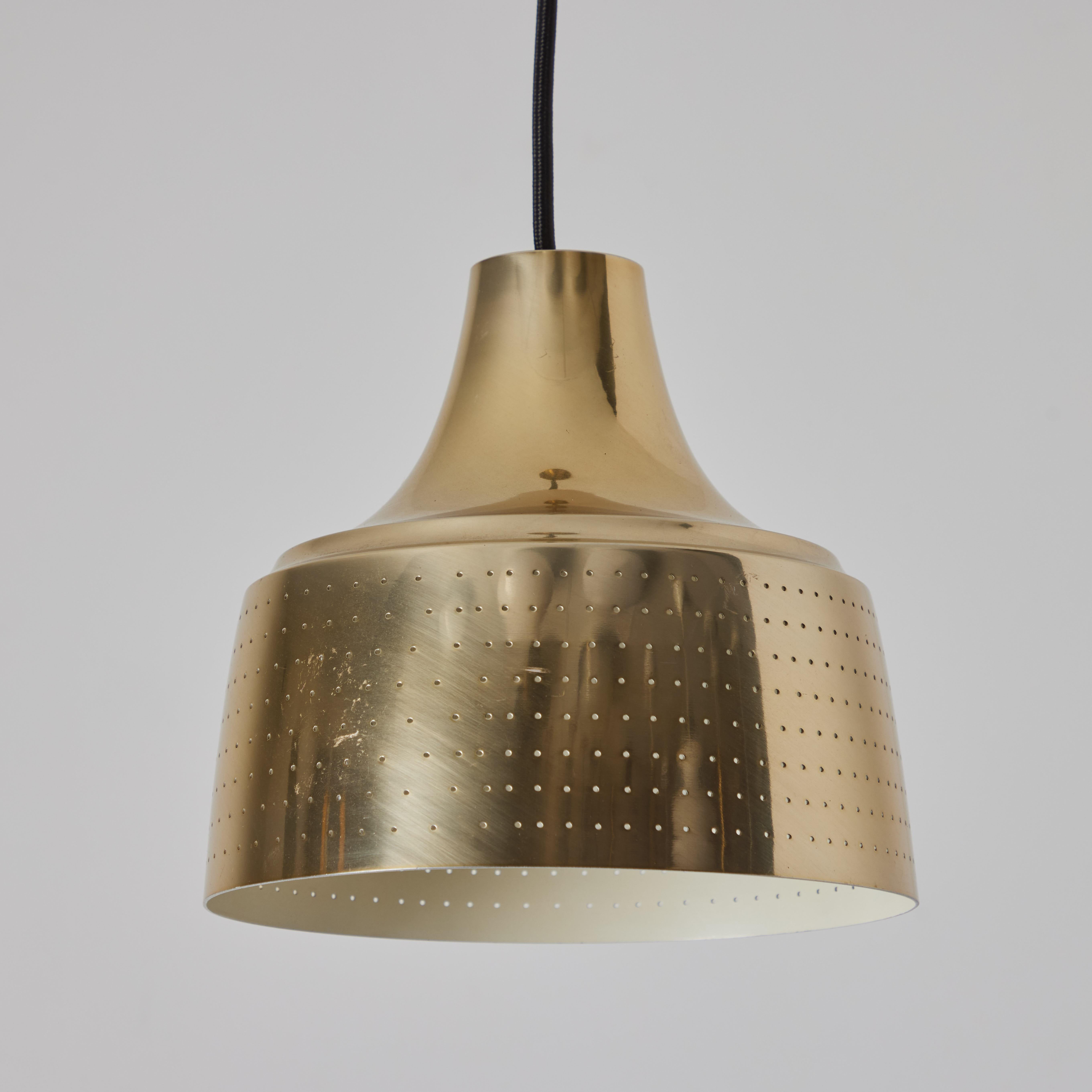 Mid-20th Century 1950s Finnish Perforated Brass Pendant In The Manner of Paavo Tynell For Sale