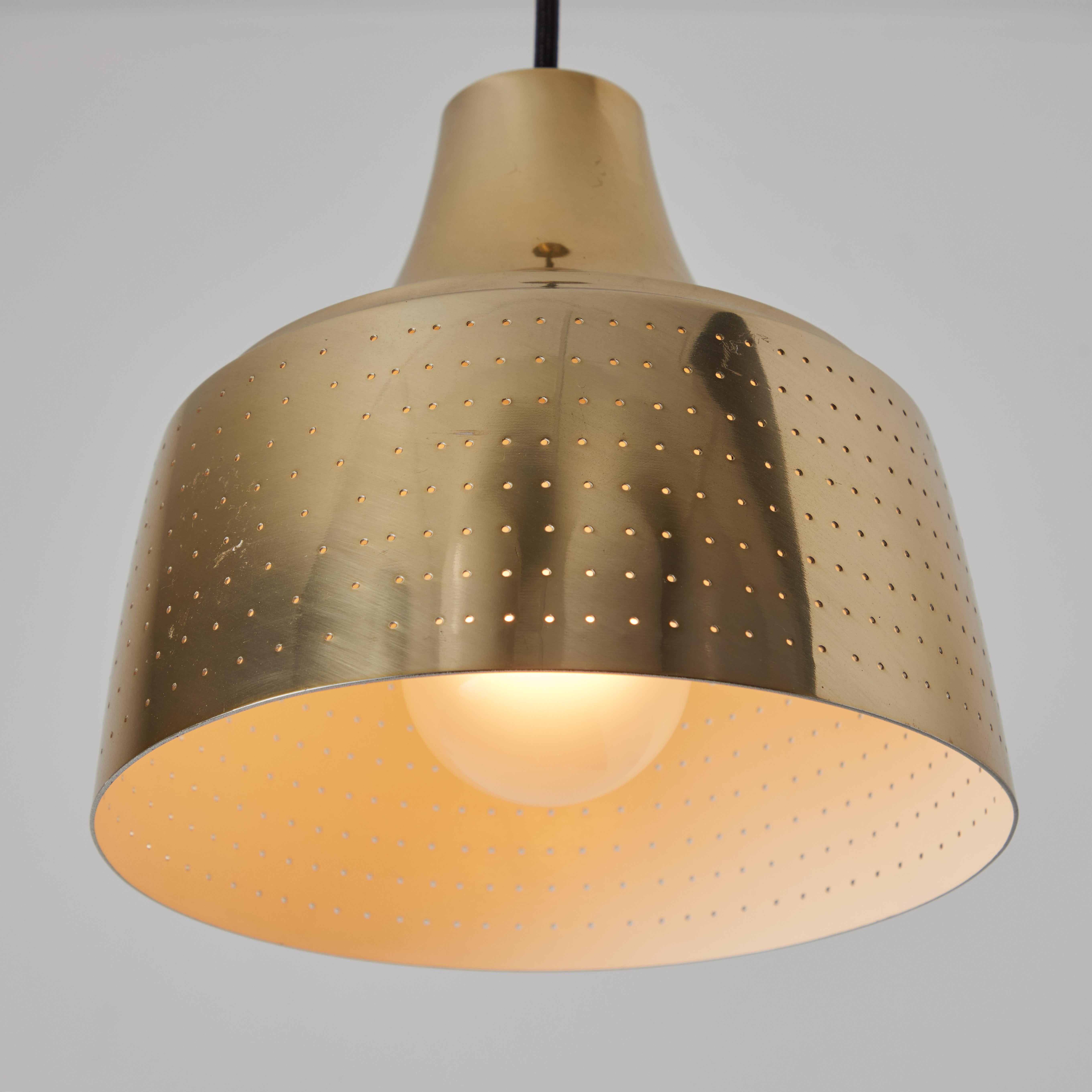 1950s Finnish Perforated Brass Pendant In The Manner of Paavo Tynell For Sale 3