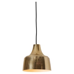 Vintage 1950s Finnish Perforated Brass Pendant In The Manner of Paavo Tynell