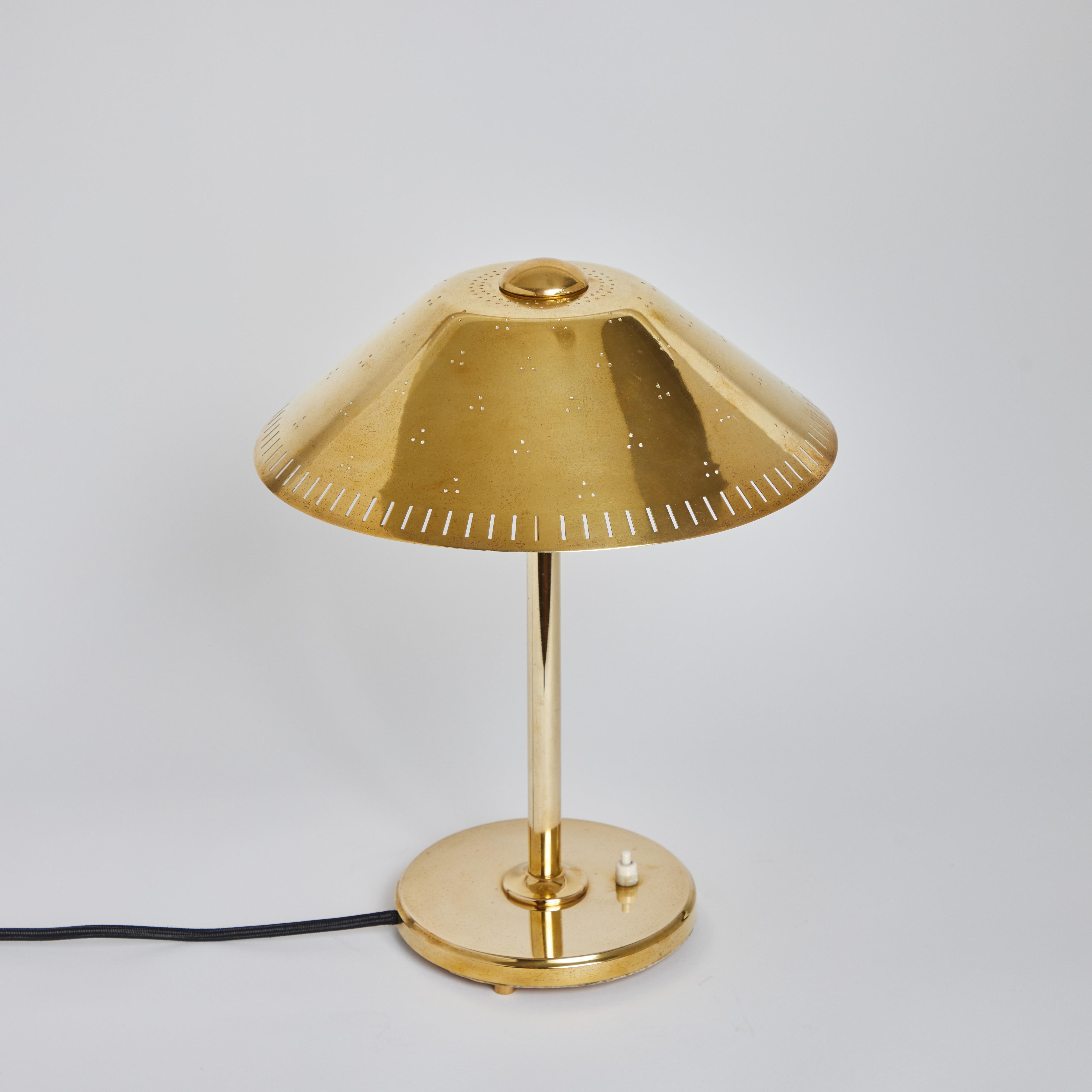 1950s Finnish Perforated Brass Table Lamp Attributed to Paavo Tynell 7