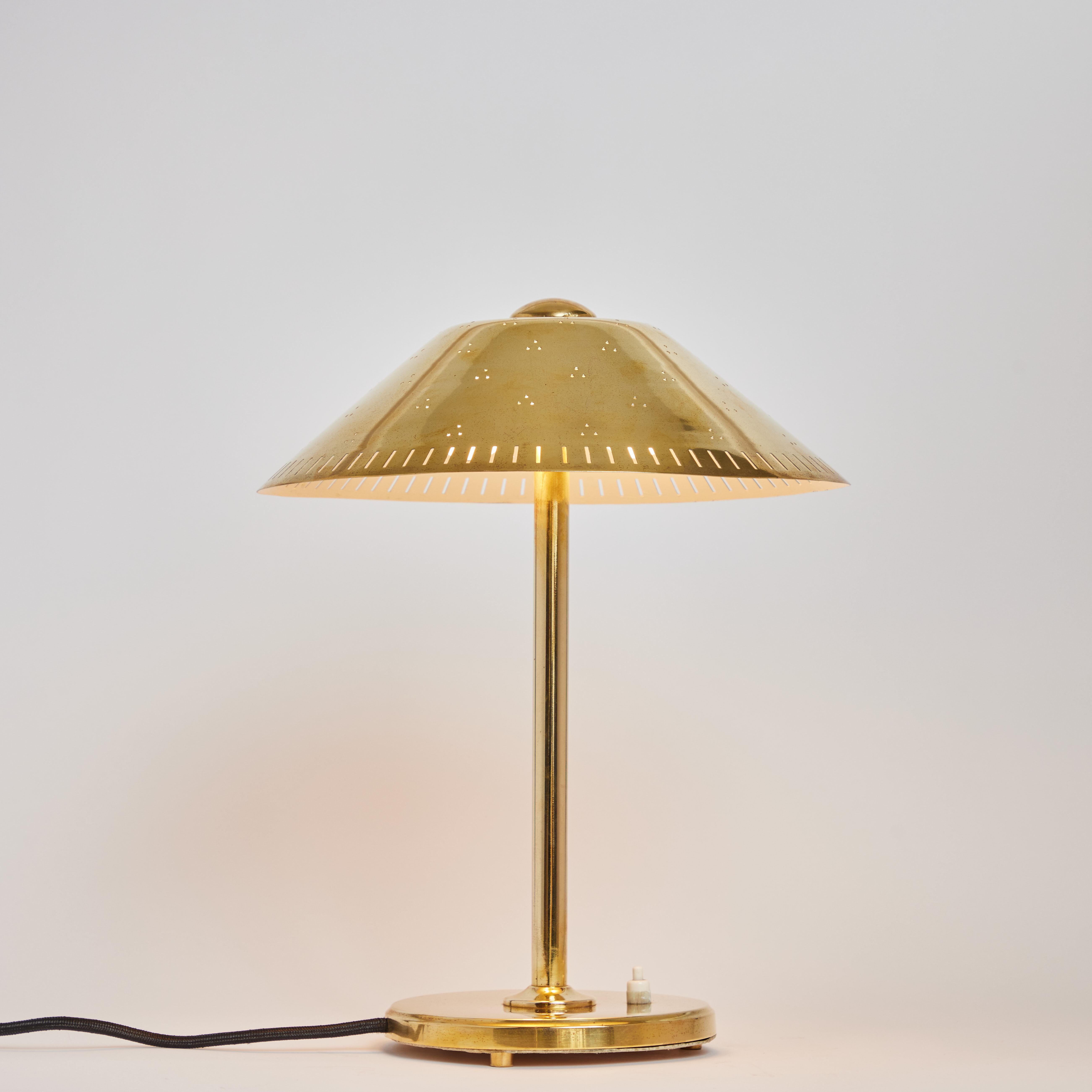 1950s Finnish Perforated Brass Table Lamp Attributed to Paavo Tynell 8