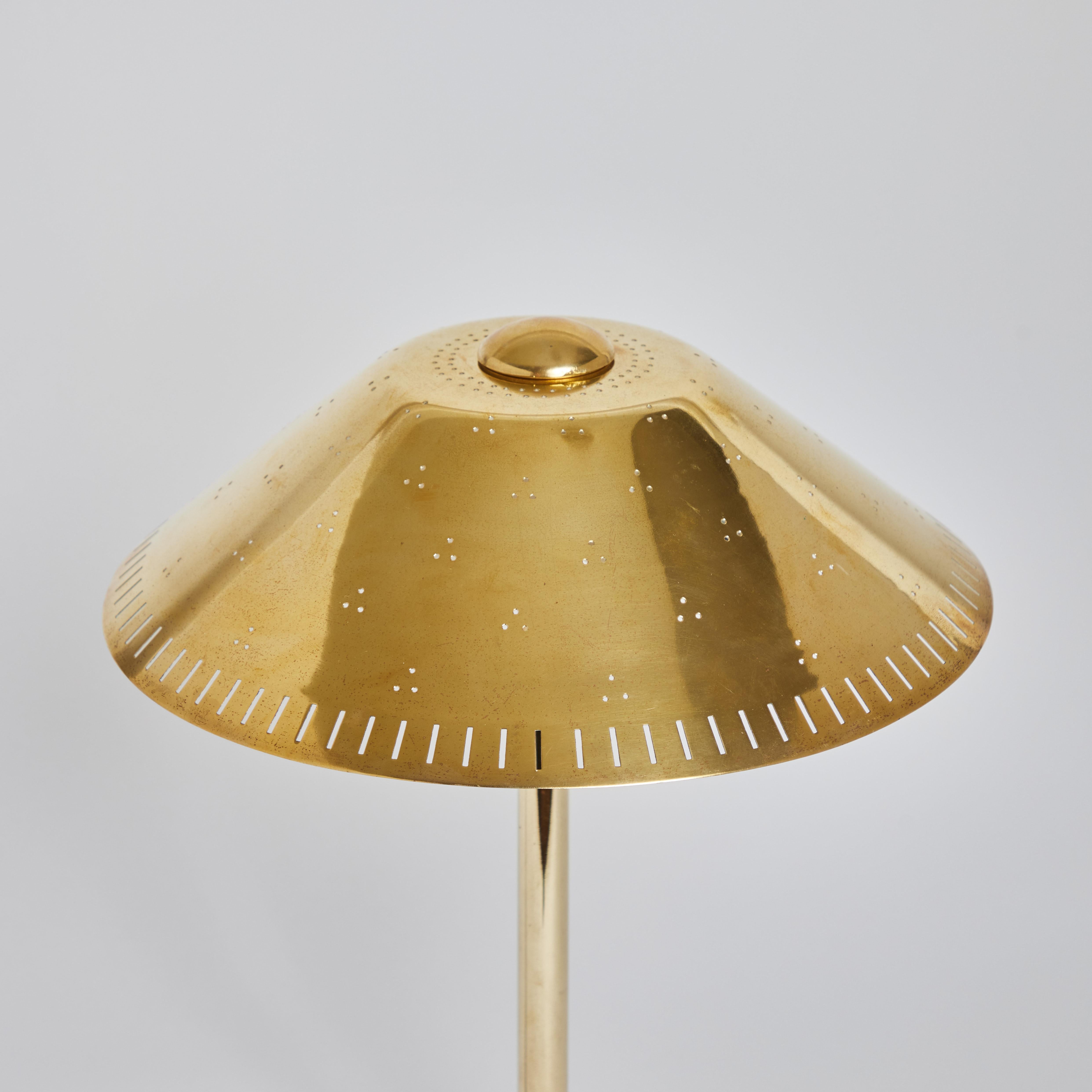 Mid-20th Century 1950s Finnish Perforated Brass Table Lamp Attributed to Paavo Tynell