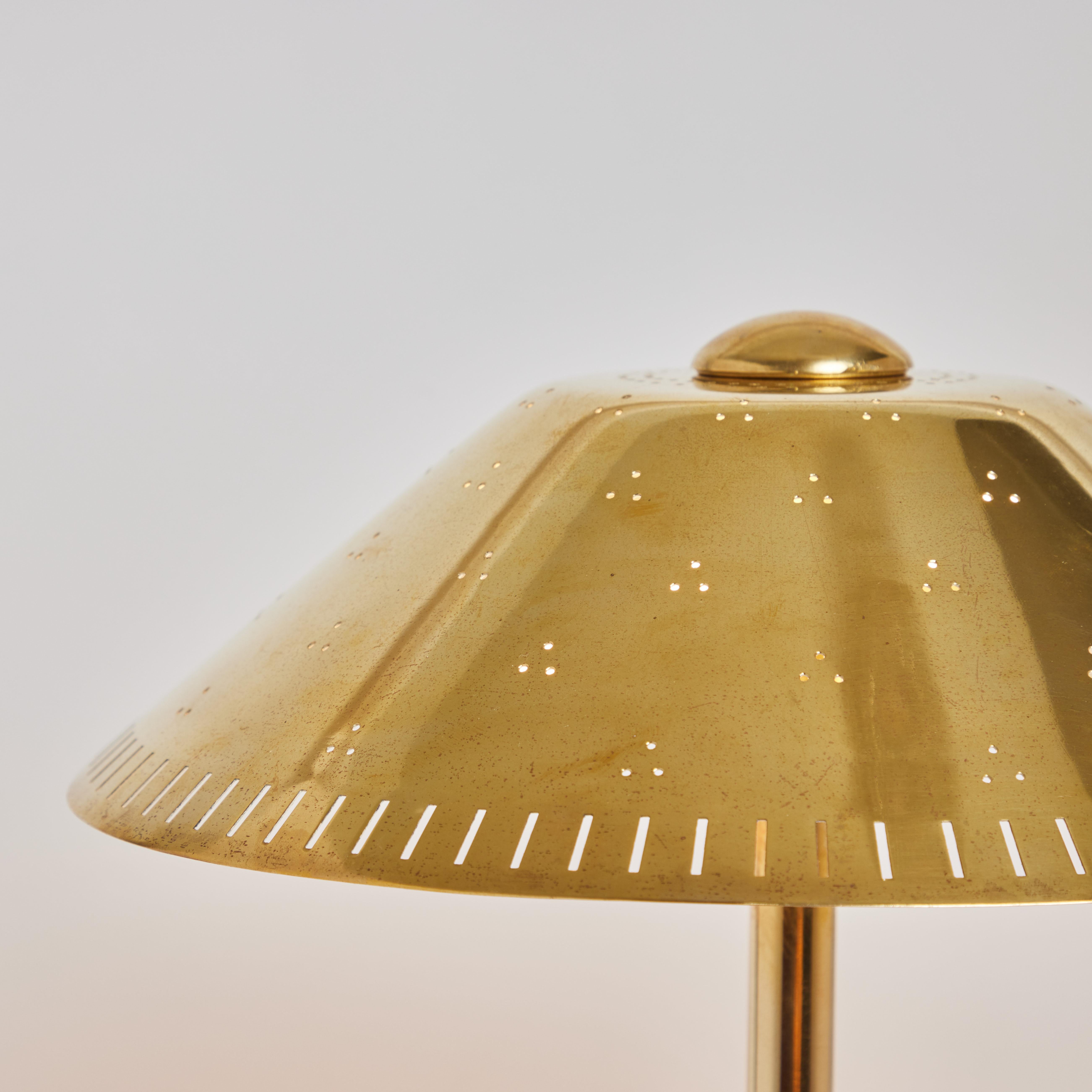 1950s Finnish Perforated Brass Table Lamp Attributed to Paavo Tynell 1