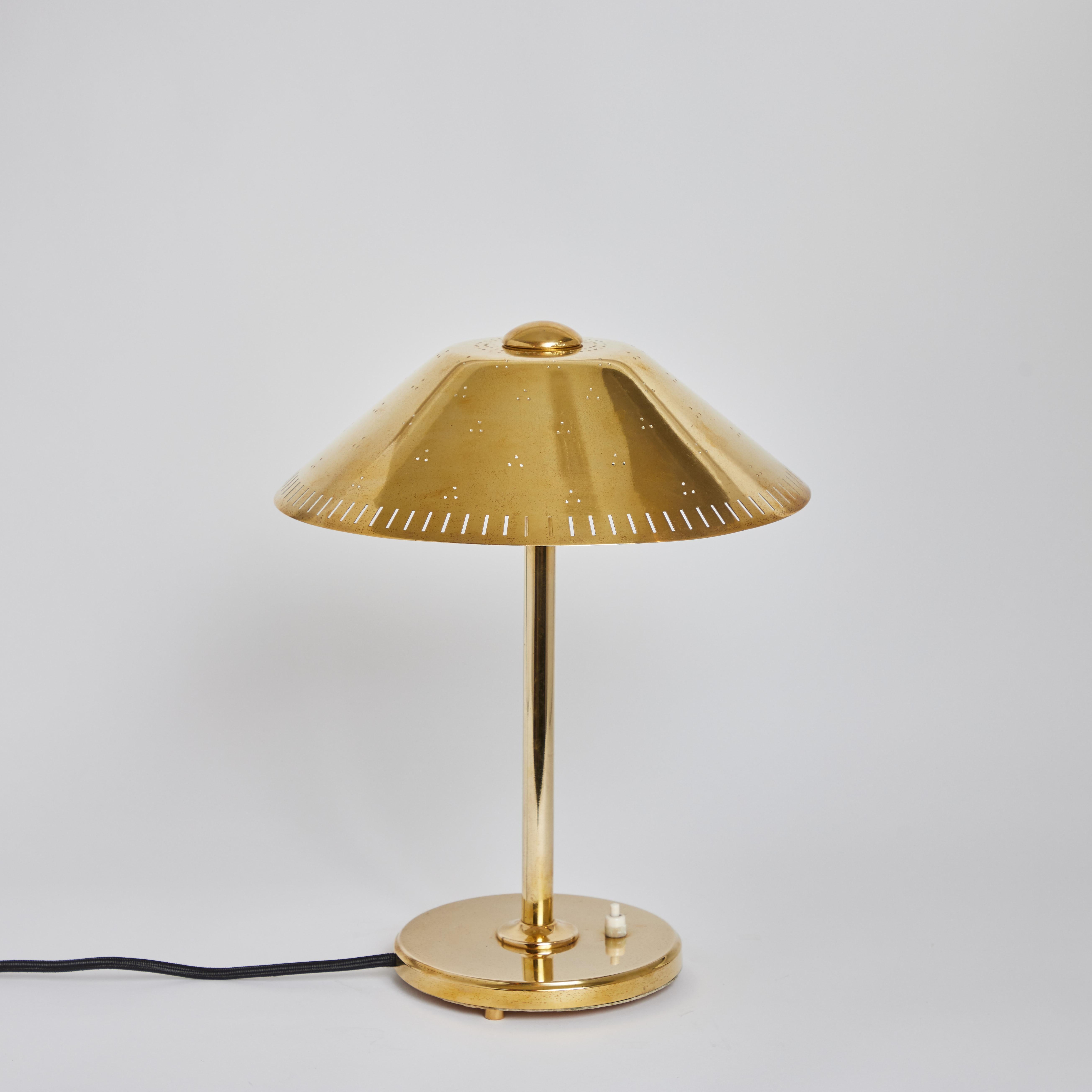 1950s Finnish Perforated Brass Table Lamp Attributed to Paavo Tynell 3