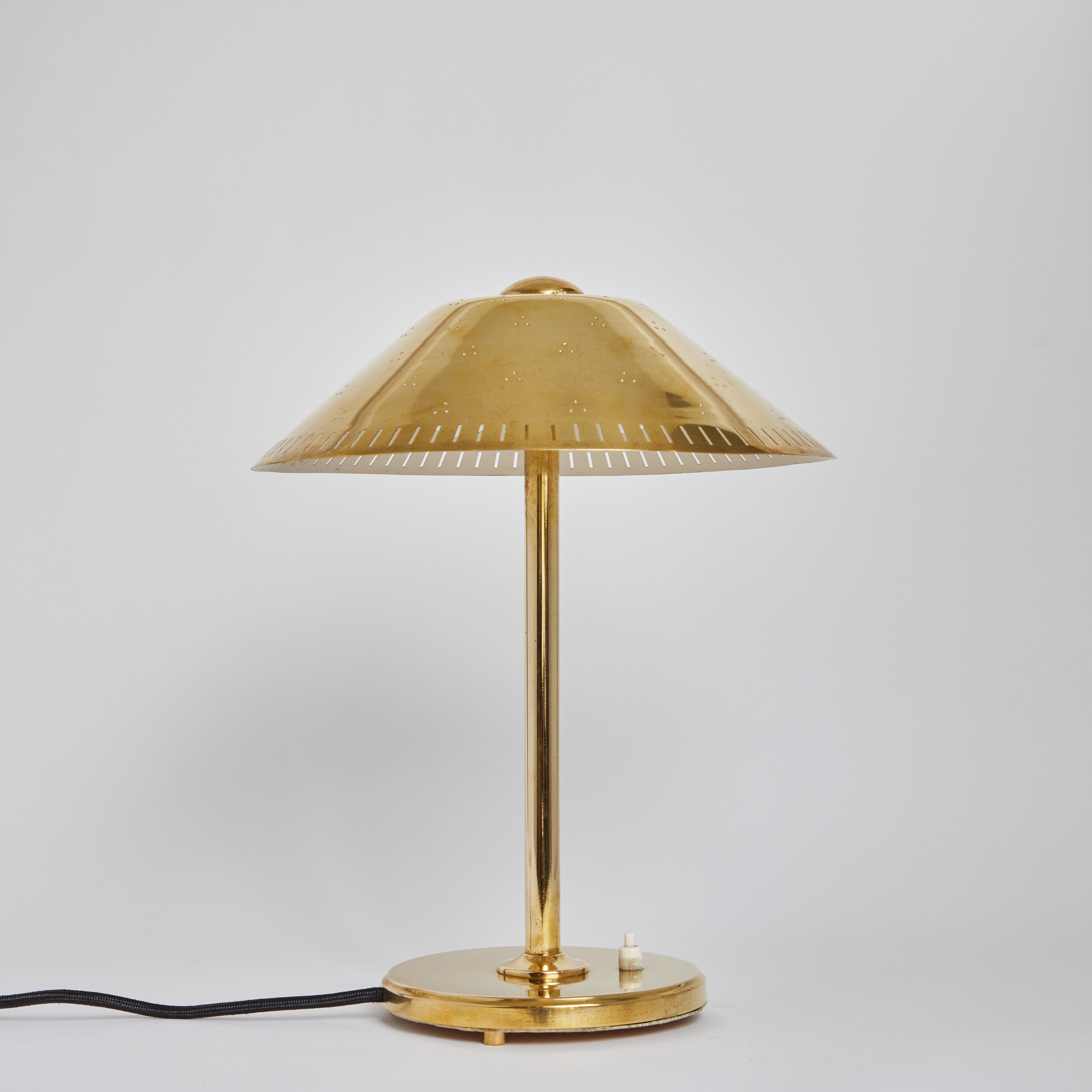 1950s Finnish Perforated Brass Table Lamp Attributed to Paavo Tynell 5