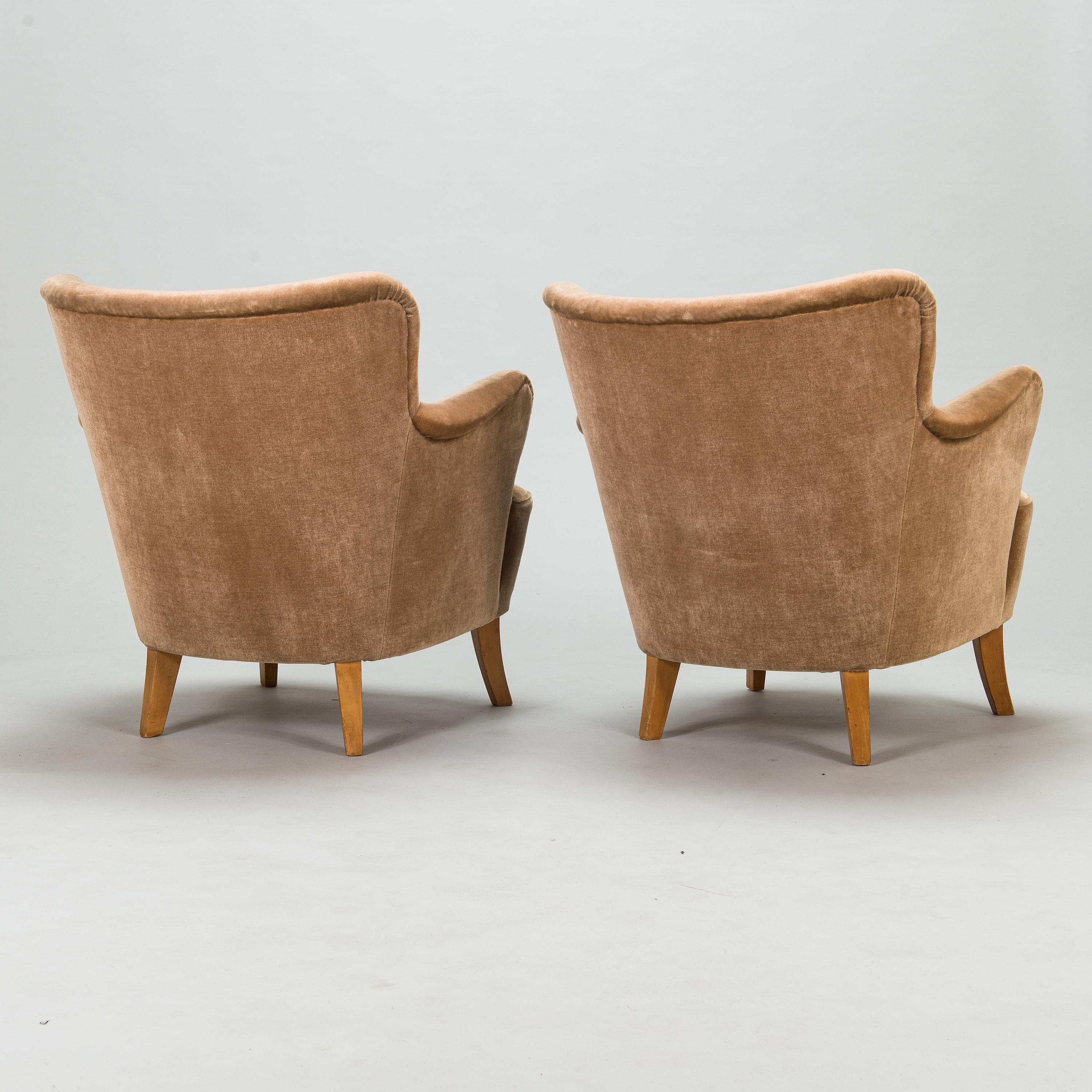 20th Century 1950's Finnish Velvet Chairs