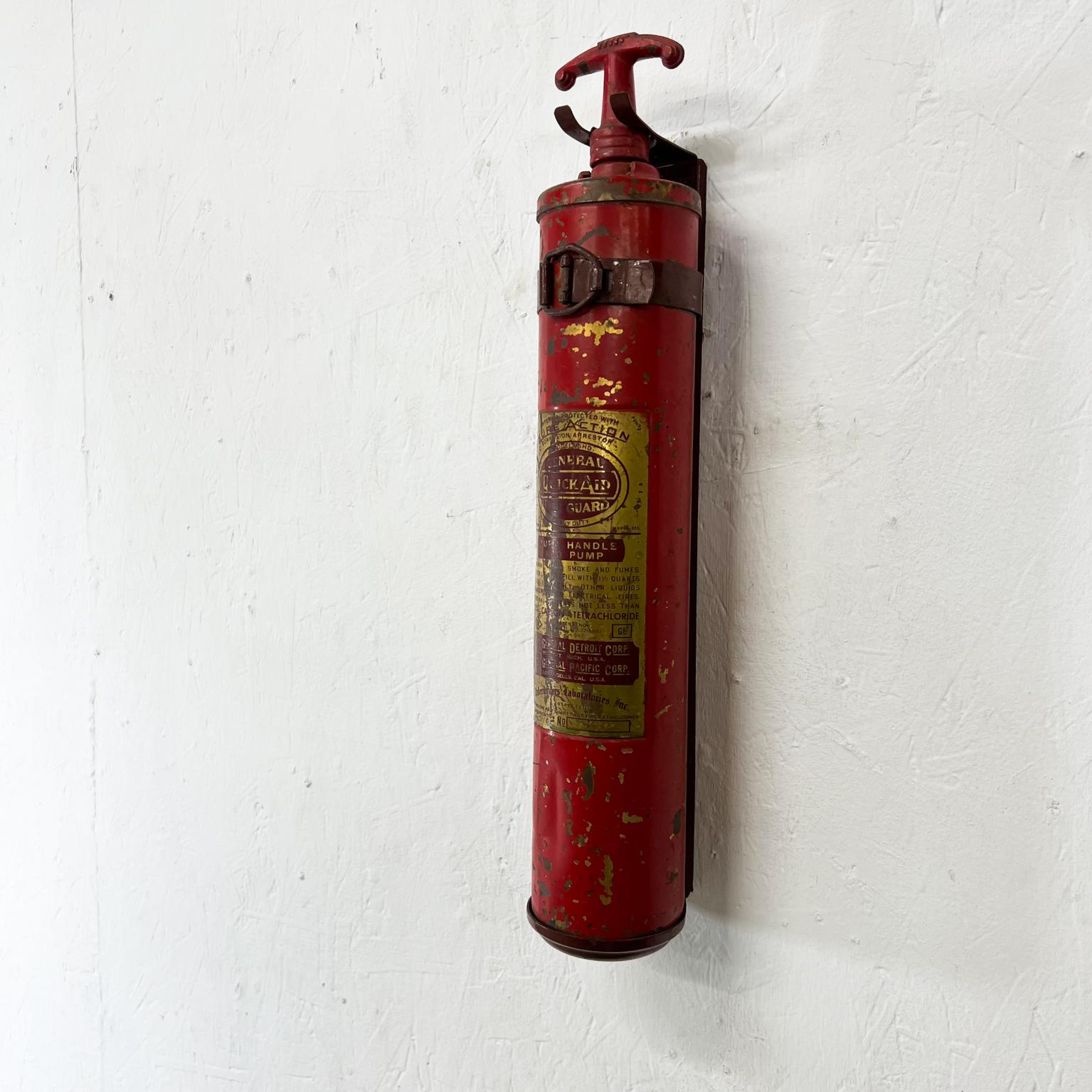 1950s Fire Engine Red Decorative Brass Pump Fire Extinguisher Underwriters Lab 1