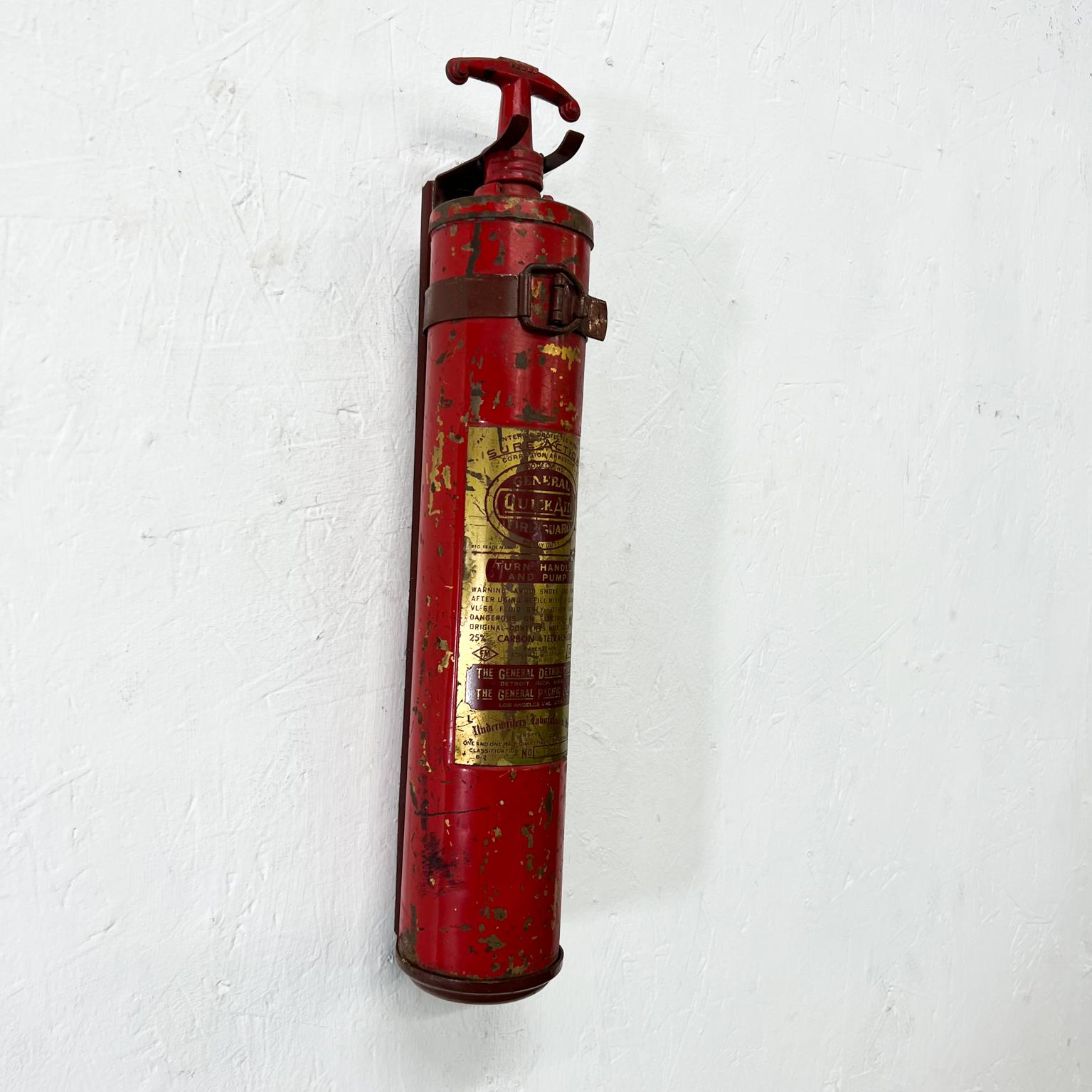 1950s Fire Engine Red Decorative Brass Pump Fire Extinguisher Underwriters Lab 2
