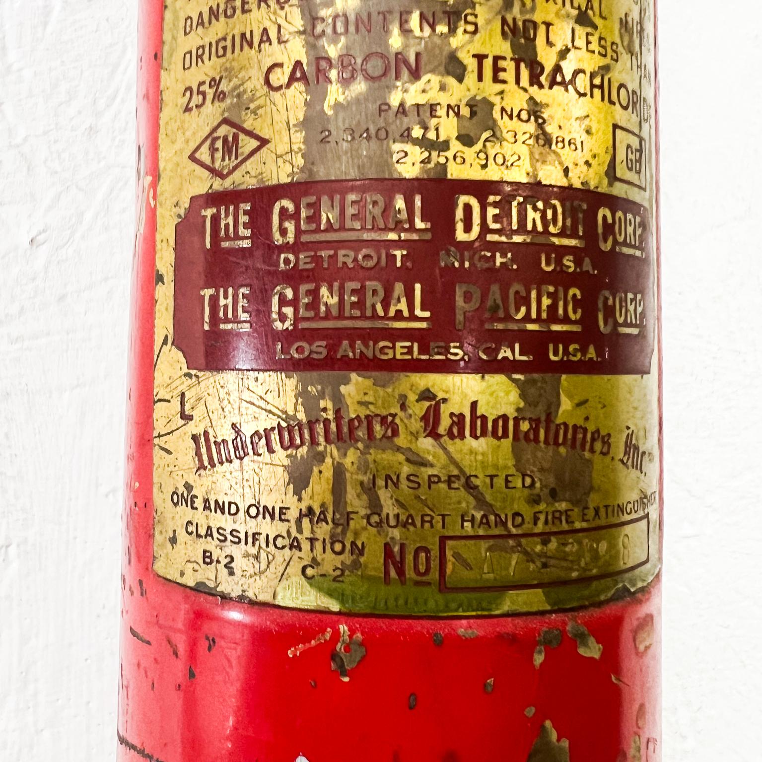 1950s Fire Engine Red Decorative Brass Pump Fire Extinguisher Underwriters Lab 3
