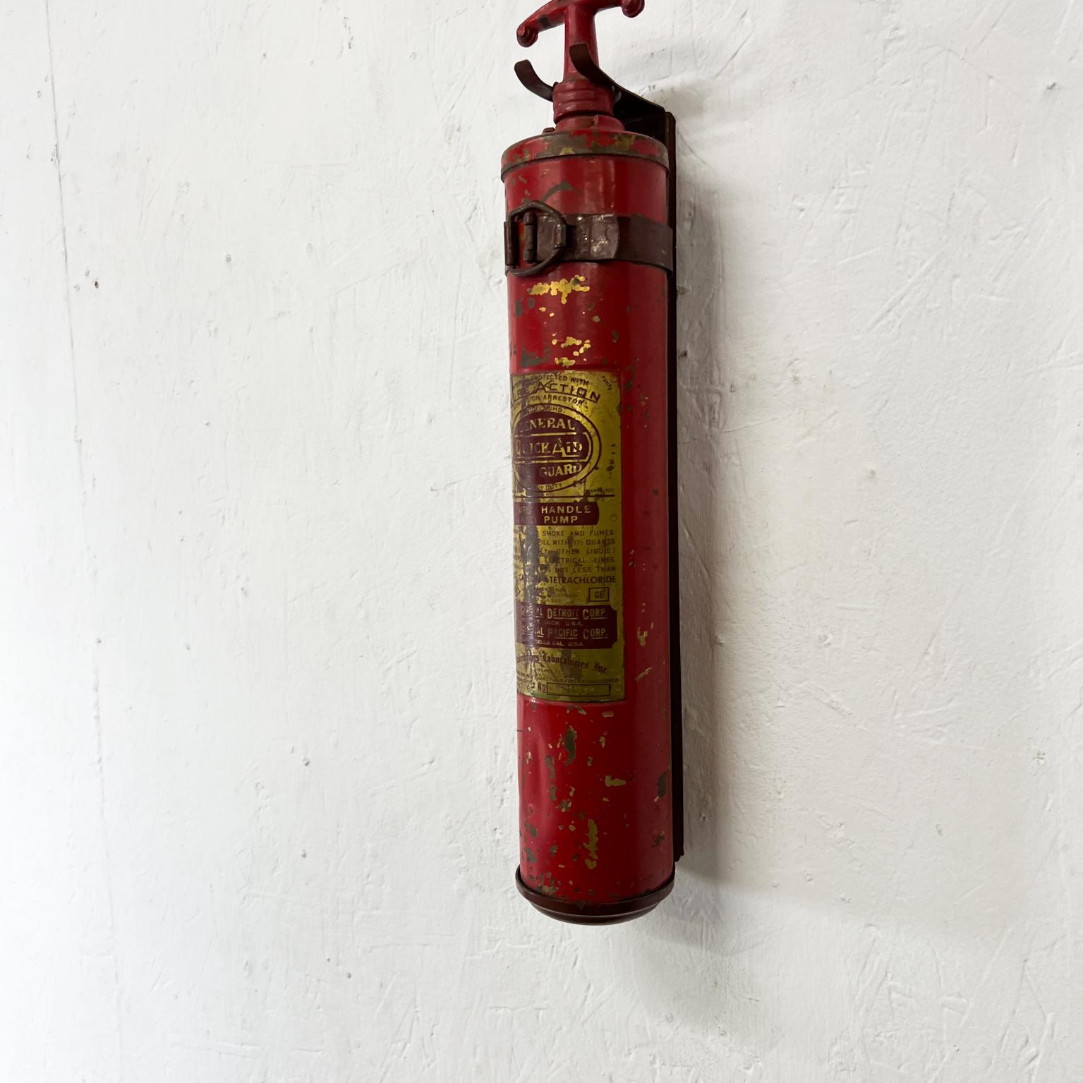 Mid-20th Century 1950s Fire Engine Red Decorative Brass Pump Fire Extinguisher Underwriters Lab